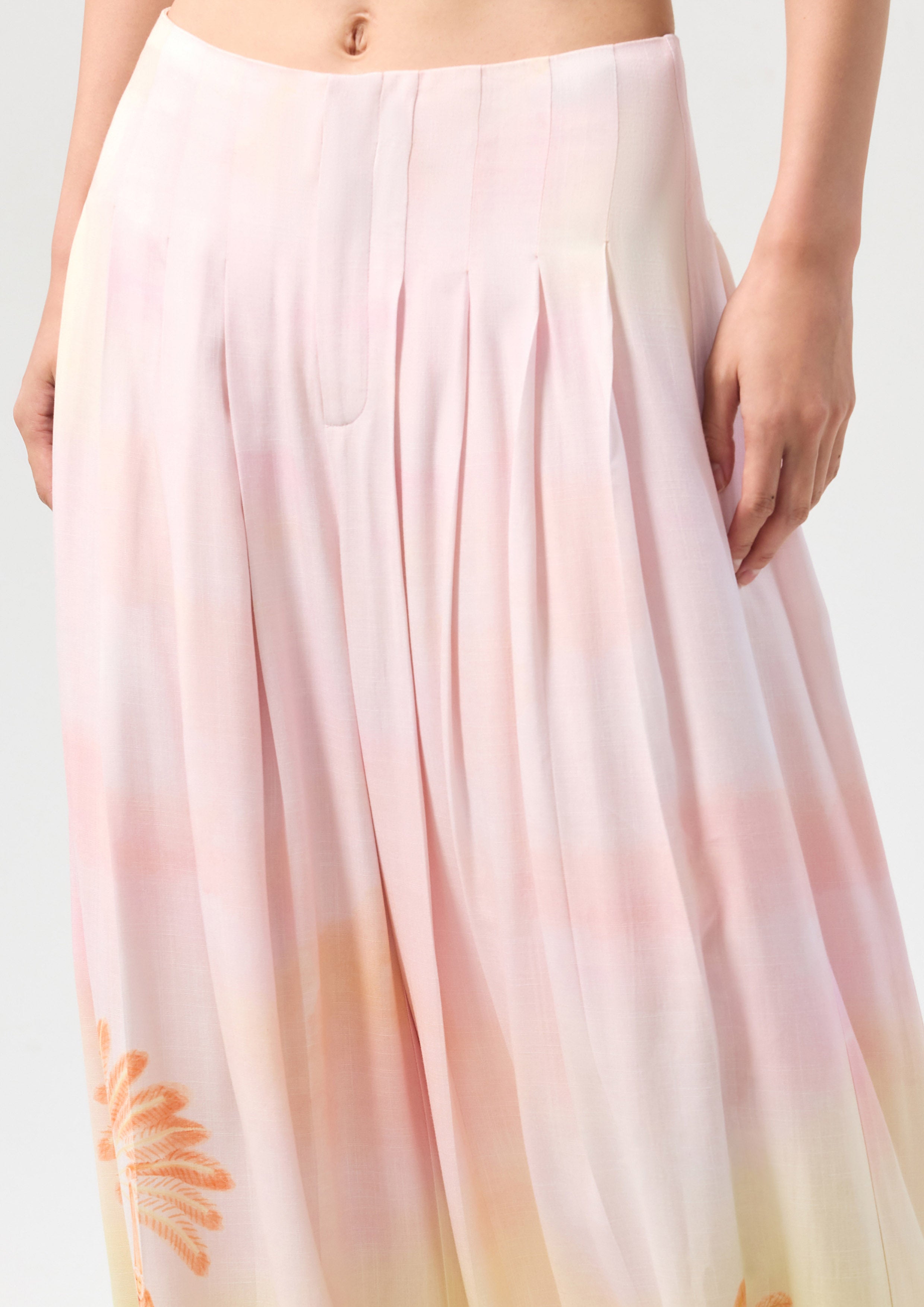 กางเกงขายาวทรงระบายพิมพ์ลาย คอลเลกชัน Oasis