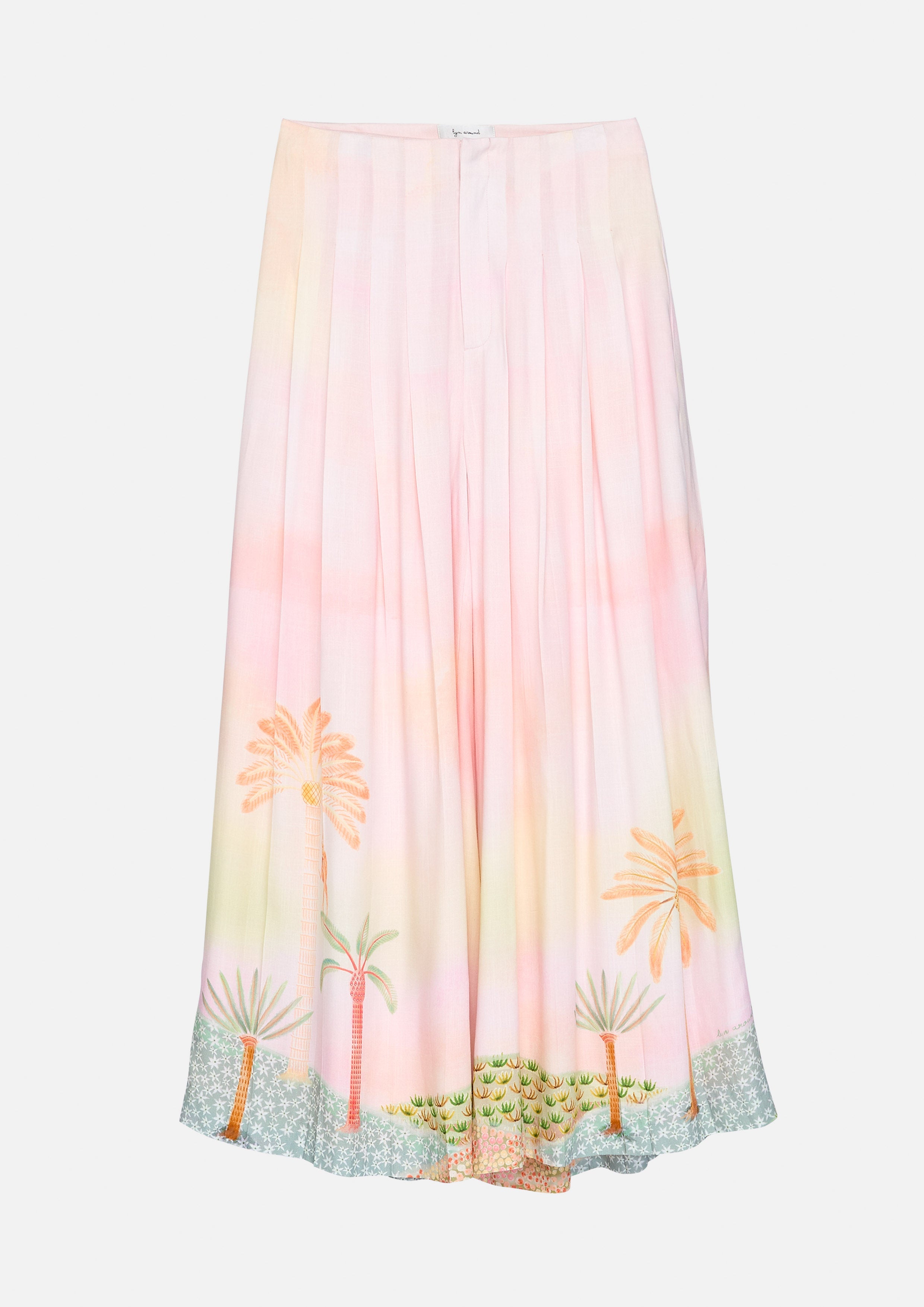 กางเกงขายาวทรงระบายพิมพ์ลาย คอลเลกชัน Oasis