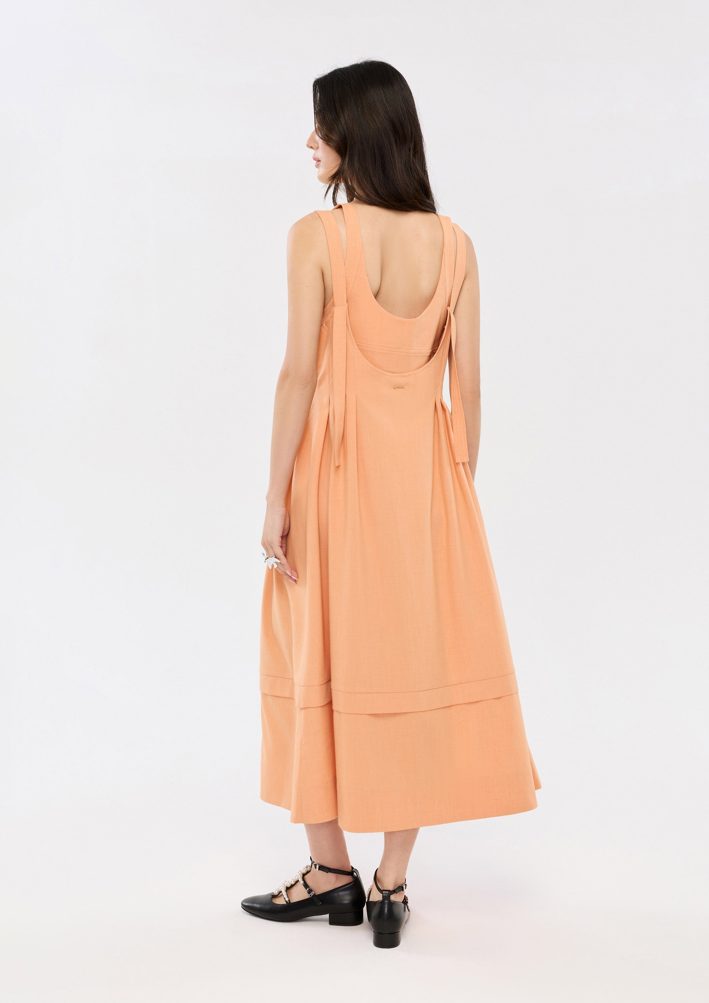 Layered V Neck Button Midi Dress Oasis