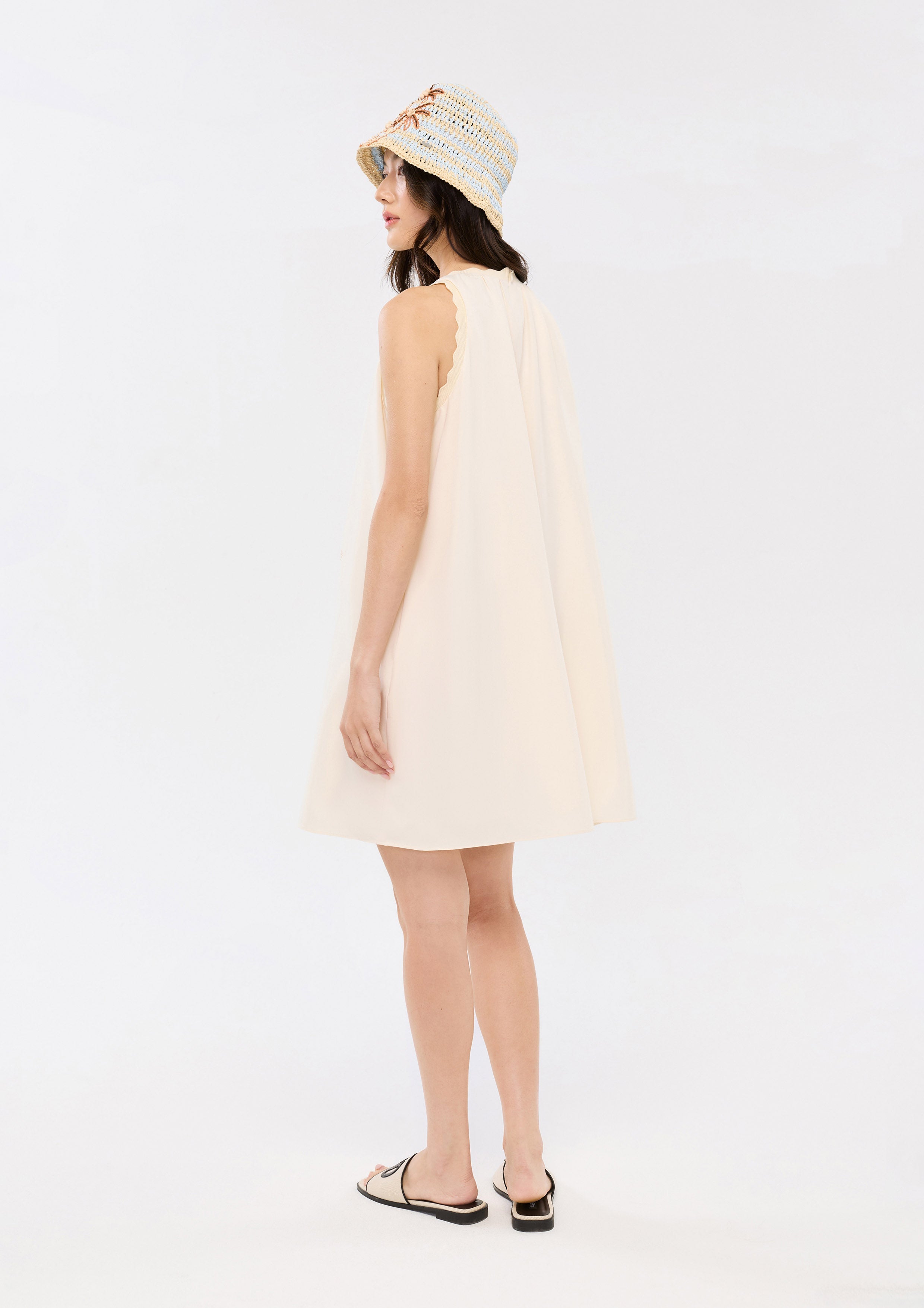 Floral Embroidered Scallop Trim Mini Dress Oasis