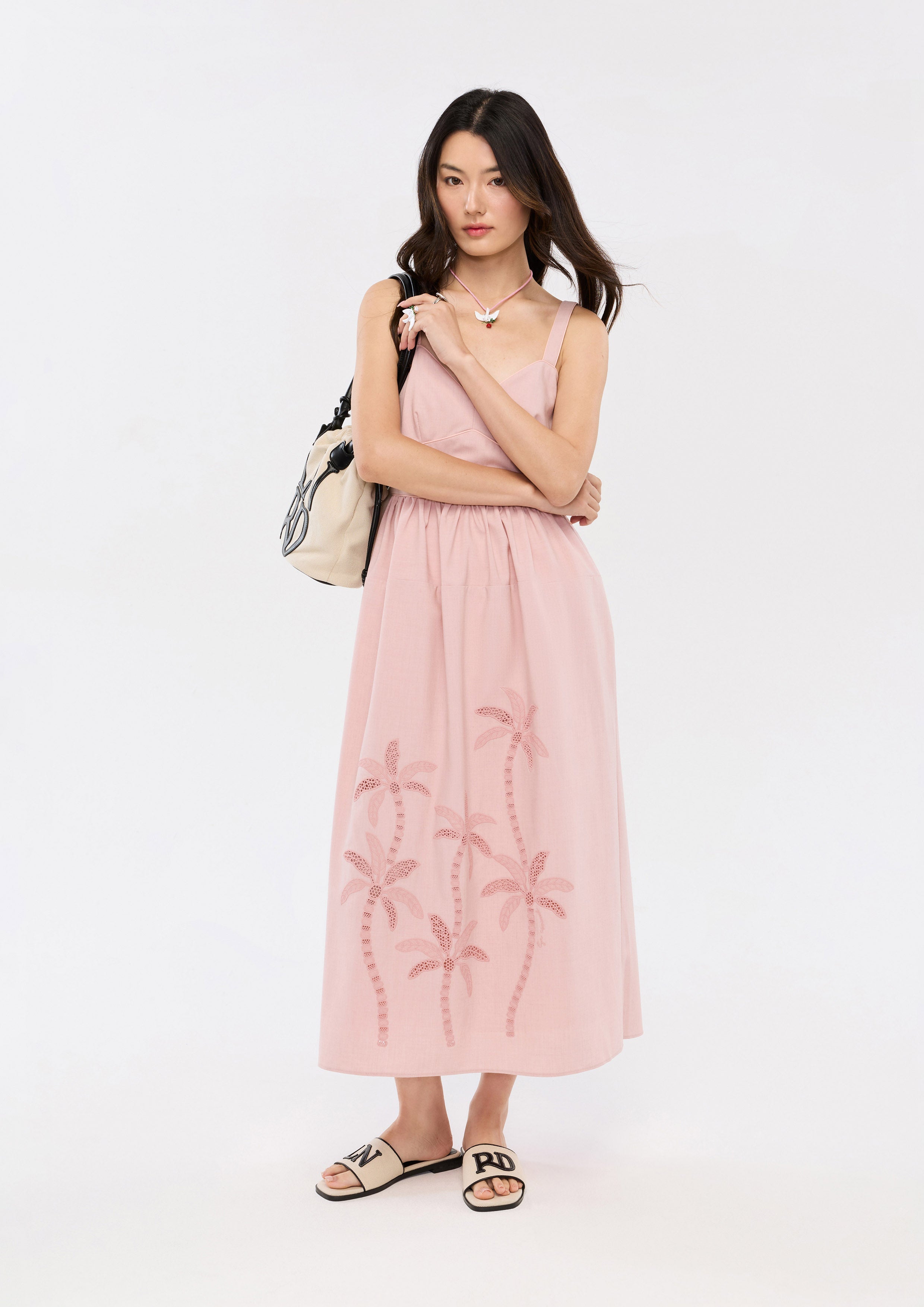 Floral Embroidered Cami Midi Dress Oasis