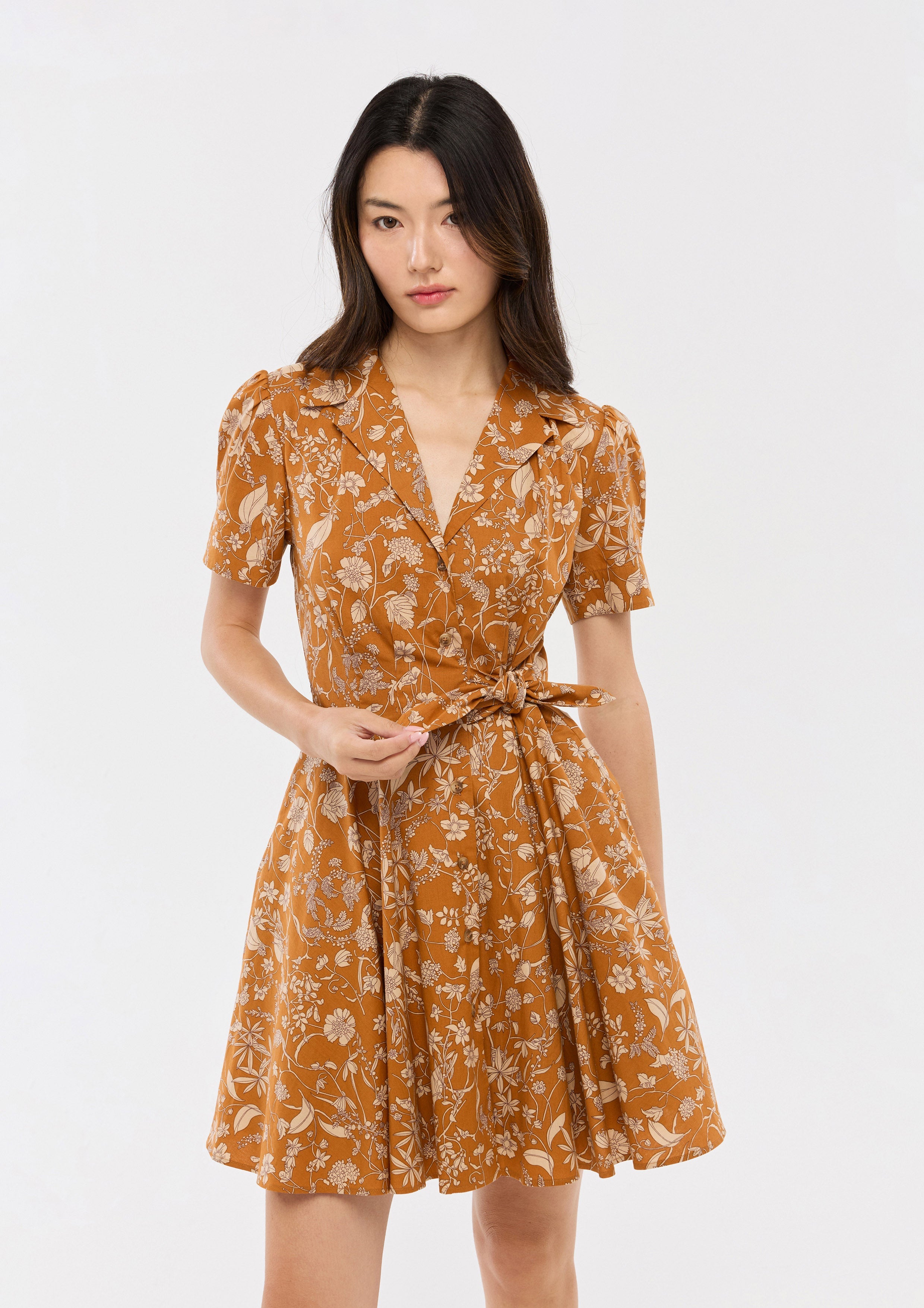 Create Your Signature Look with Floral Waist Tie Mini Dress Oasis