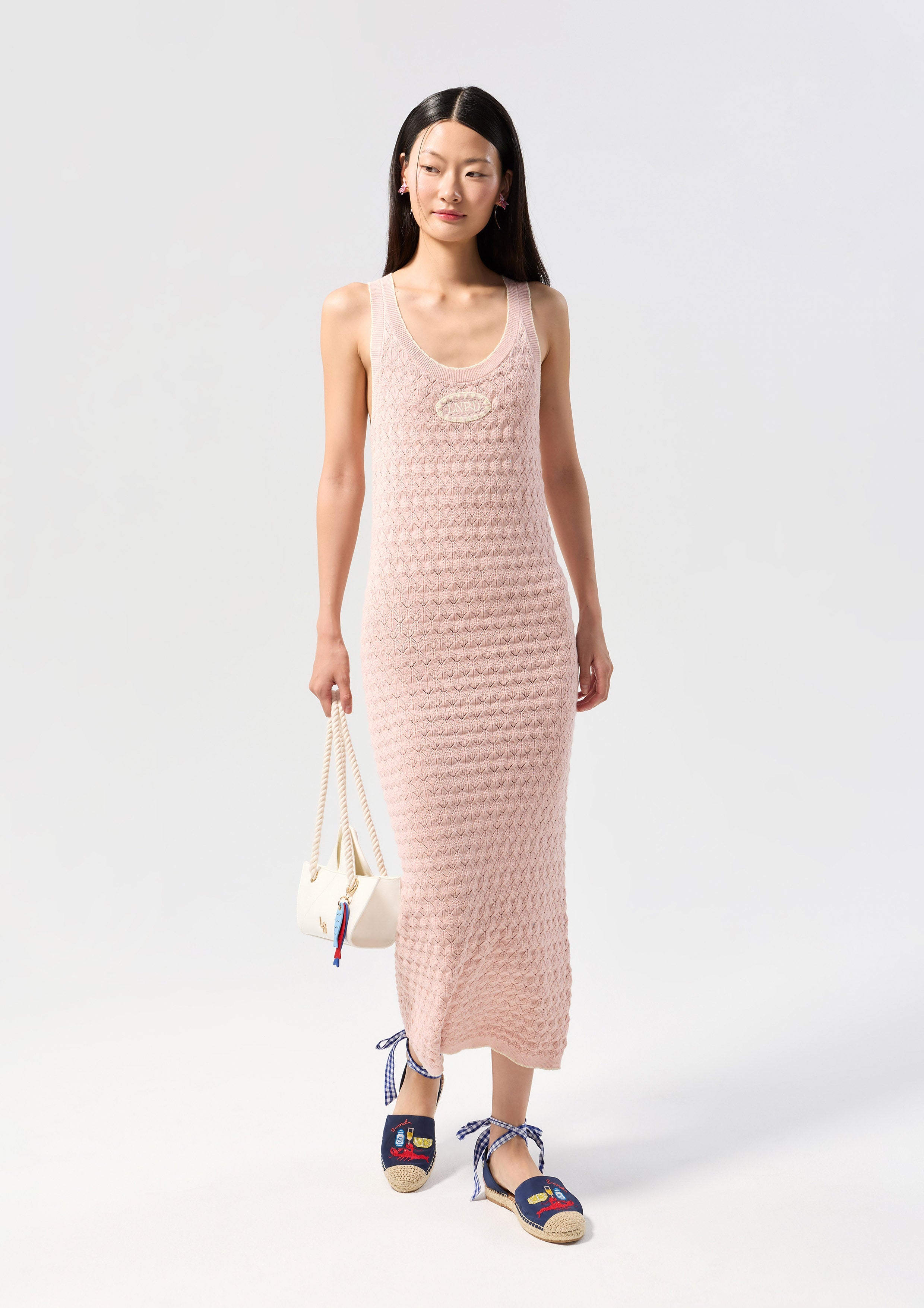 Logo Crochet Sleeveless Midi Dress Oasis