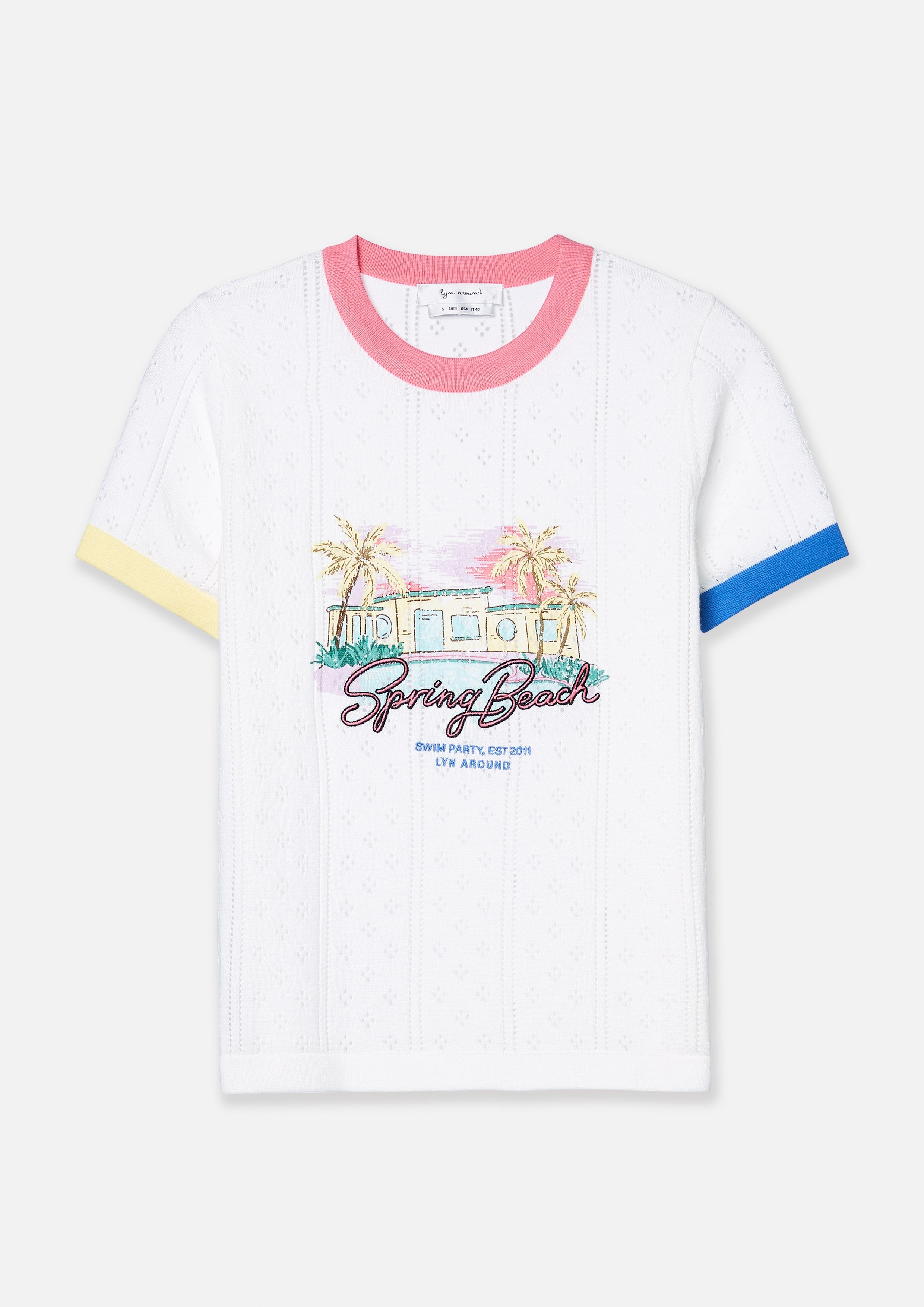 Contrast Trim Knitted T-Shirt Palm Spring