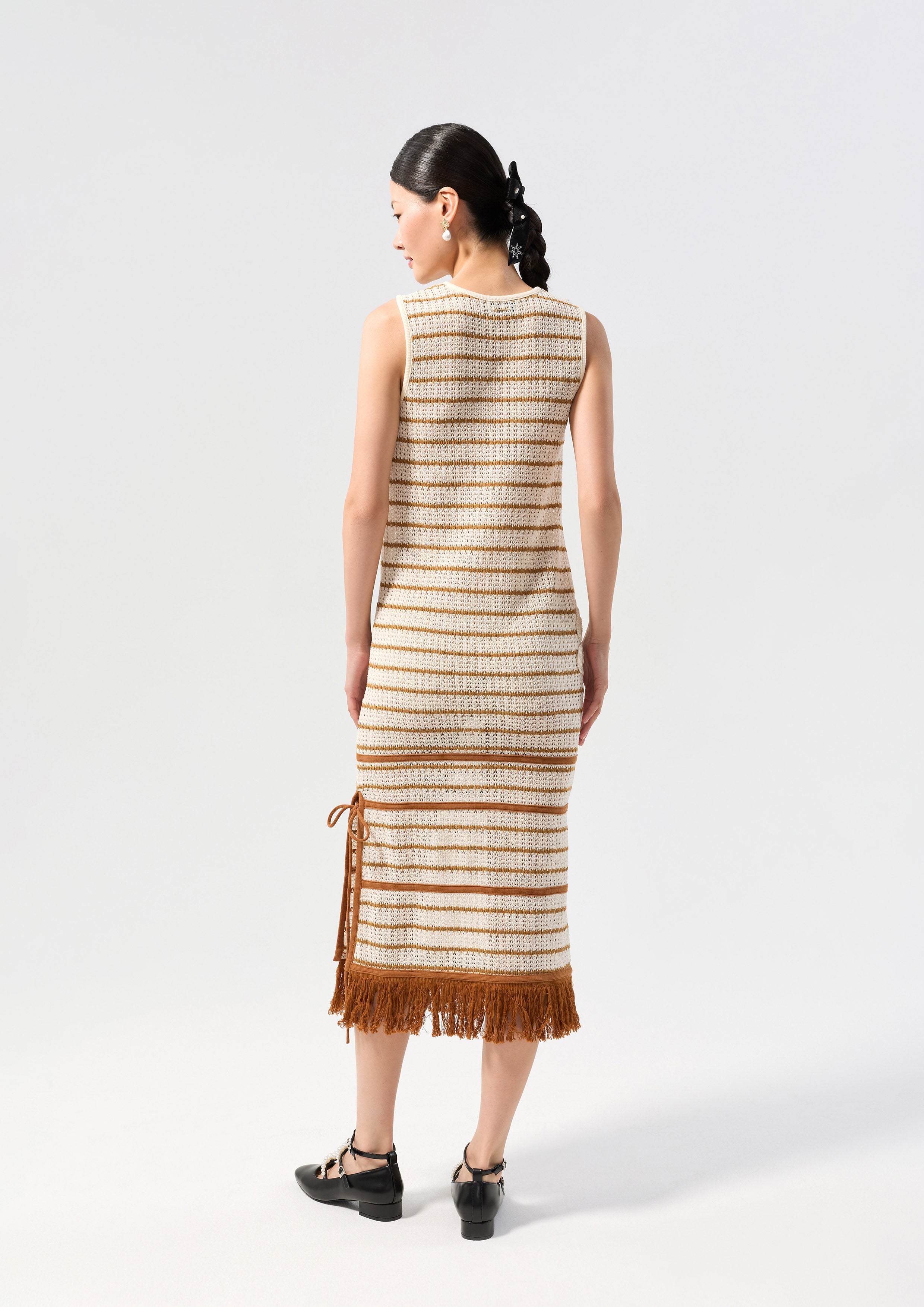 Stripe Crochet With Appliqué Midi Dress Oasis