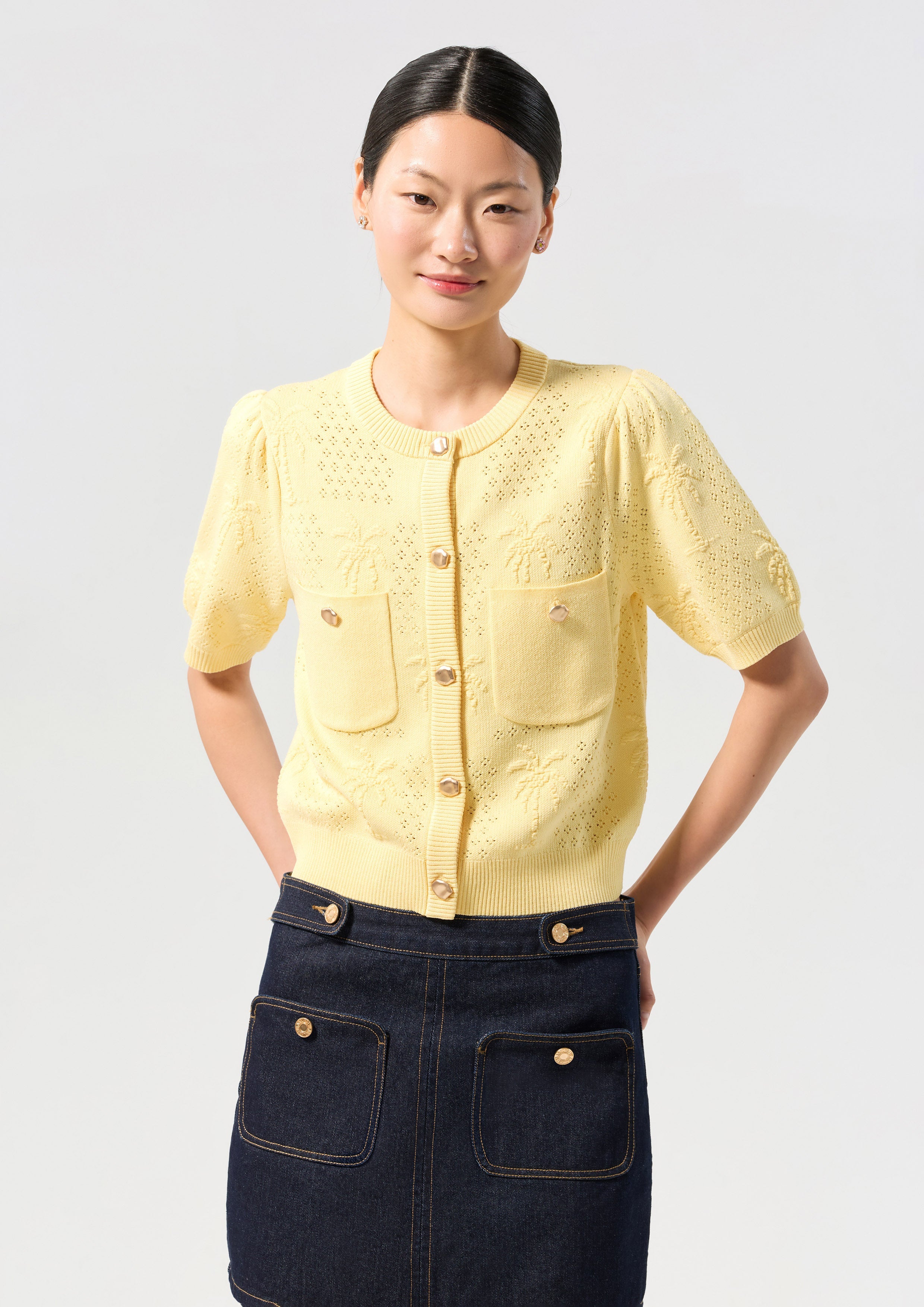 Knitted Short Sleeve Top Palm Spring