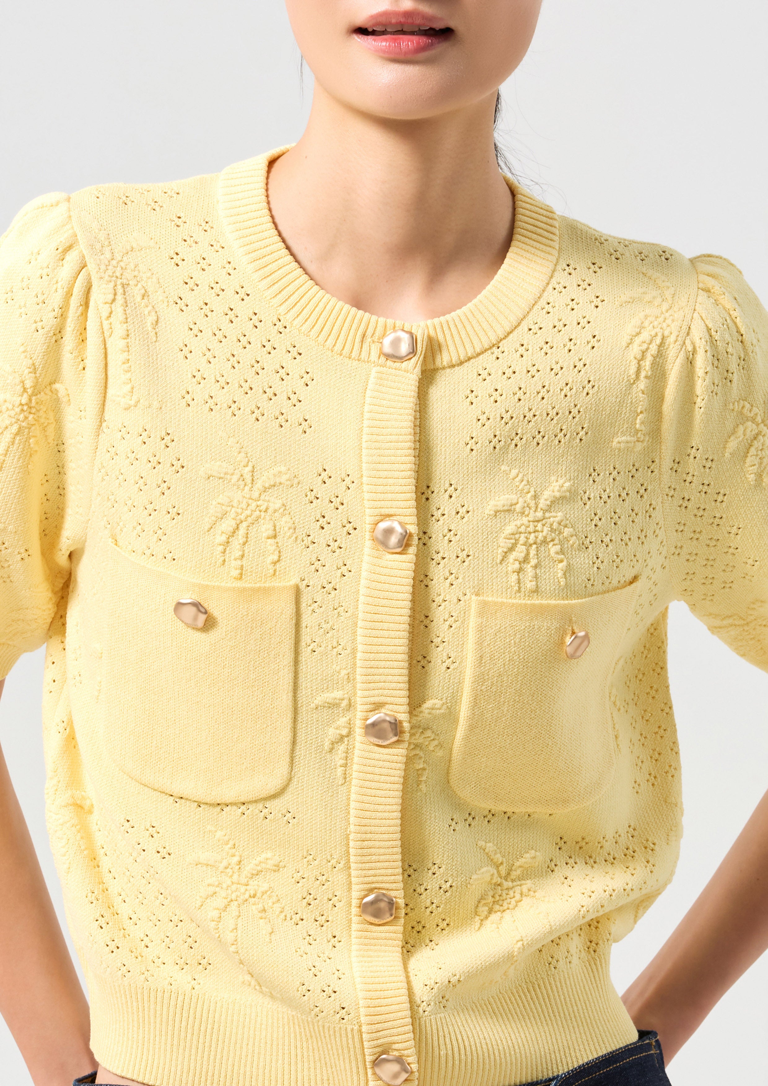Knitted Short Sleeve Top Palm Spring