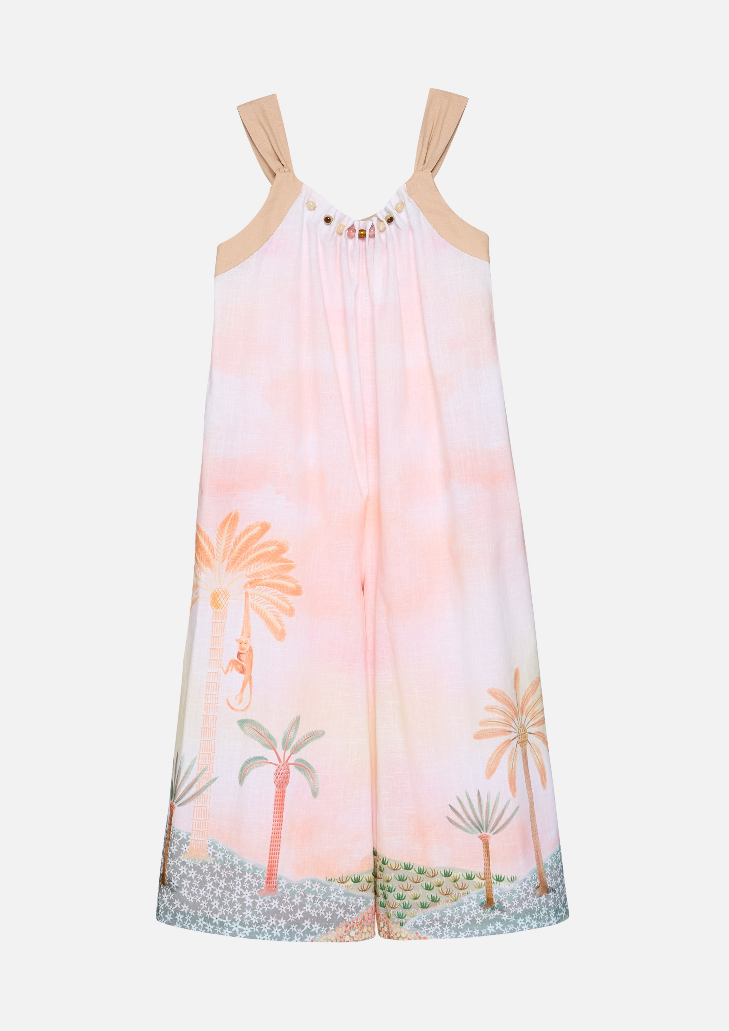 จัมพ์สูทพิมพ์ลายตกแต่งลูกปัดมุก คอลเลกชัน Oasis