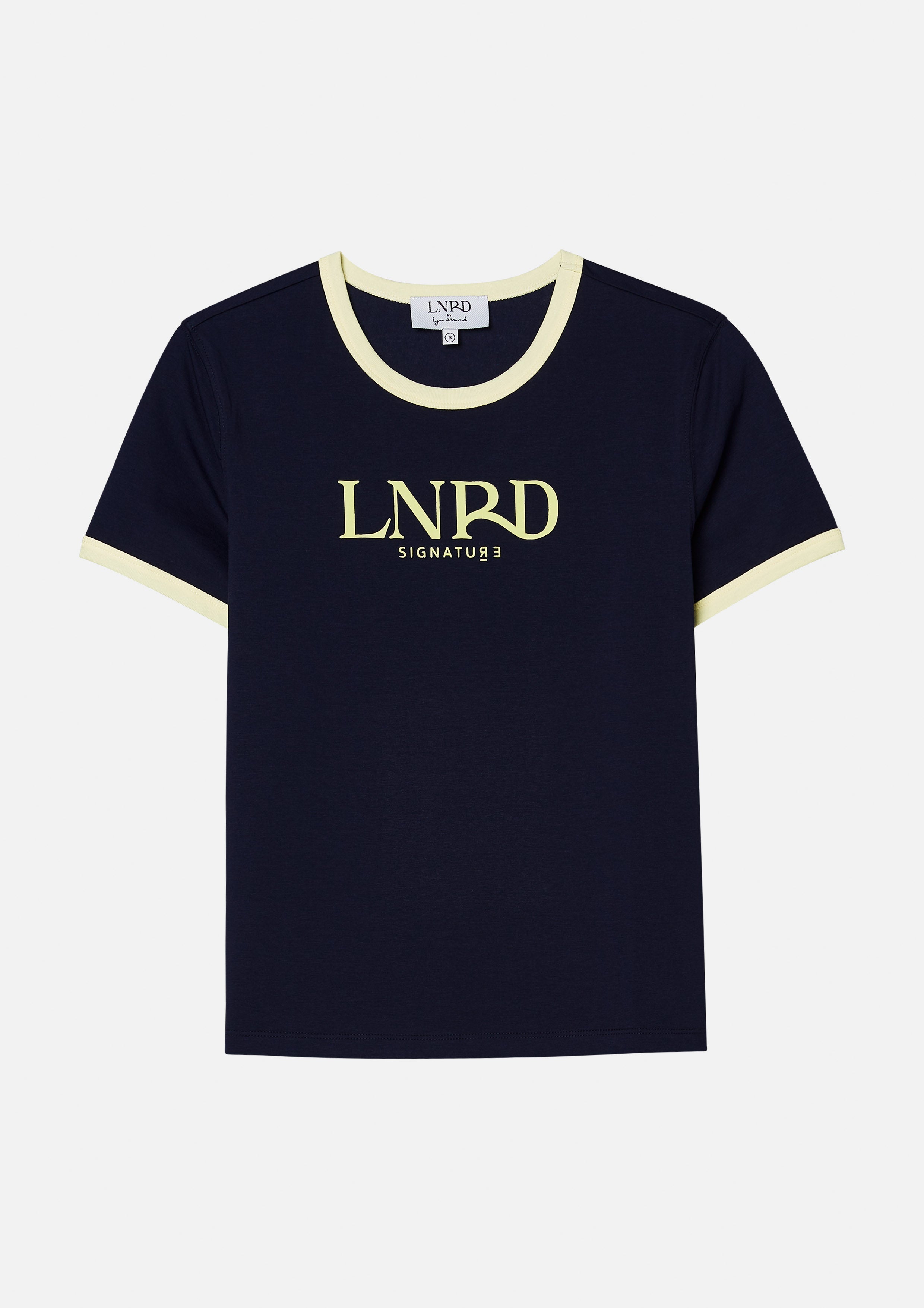 เสื้อยืดแขนสั้นโลโก้คอนทราสต์ คอลเลกชัน LNRD Signature