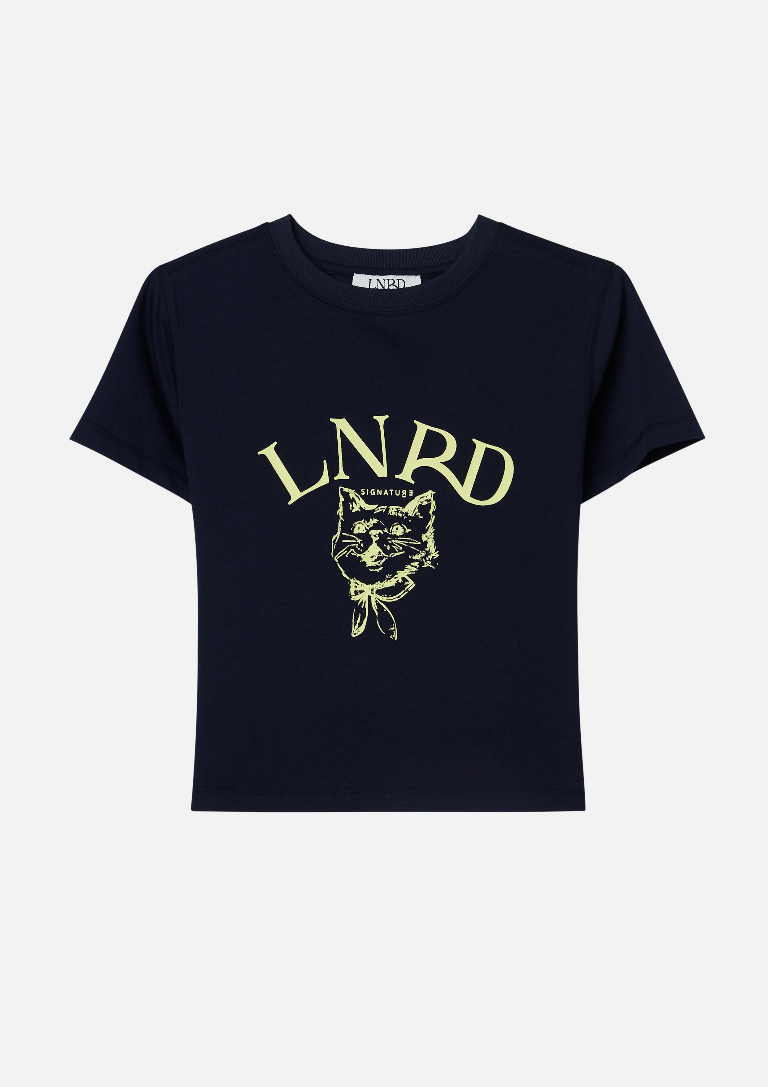 เสื้อครอปโลโก้พิมพ์ลายแมว Tabby คอลเลกชัน LNRD Signature