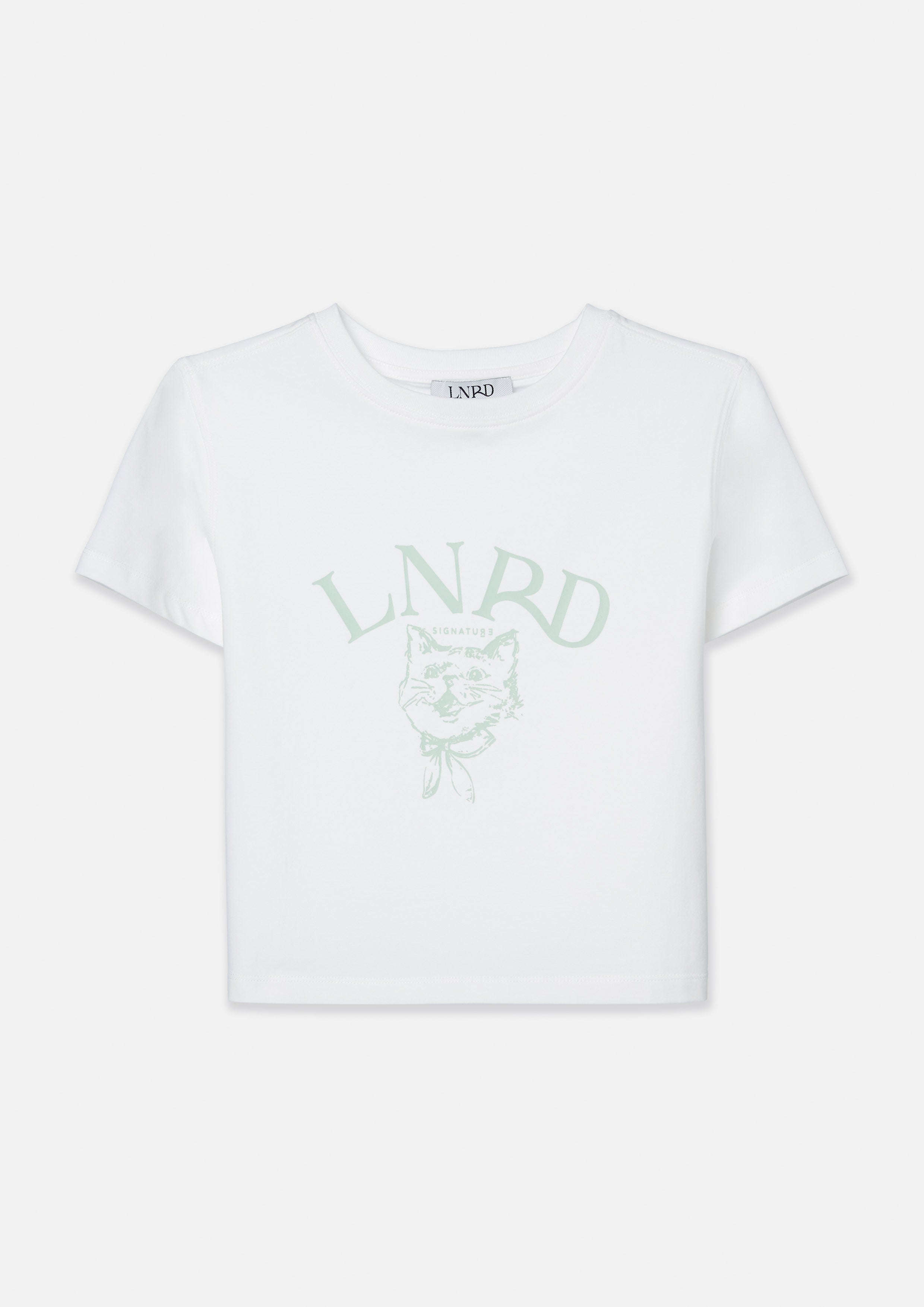 เสื้อครอปโลโก้พิมพ์ลายแมว Tabby คอลเลกชัน LNRD Signature