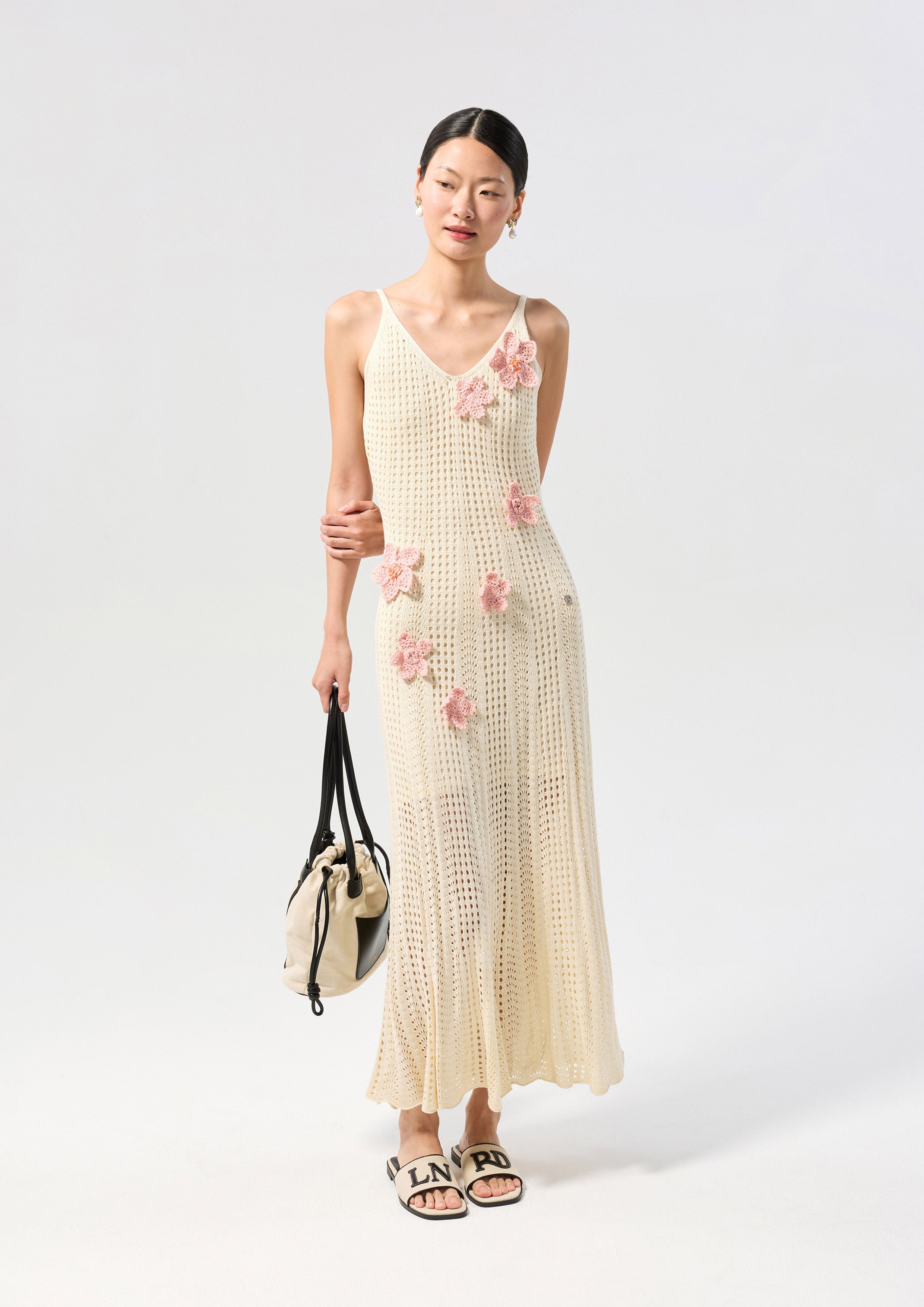 Floral Embellished Crochet Midi Dress Palm Spring
