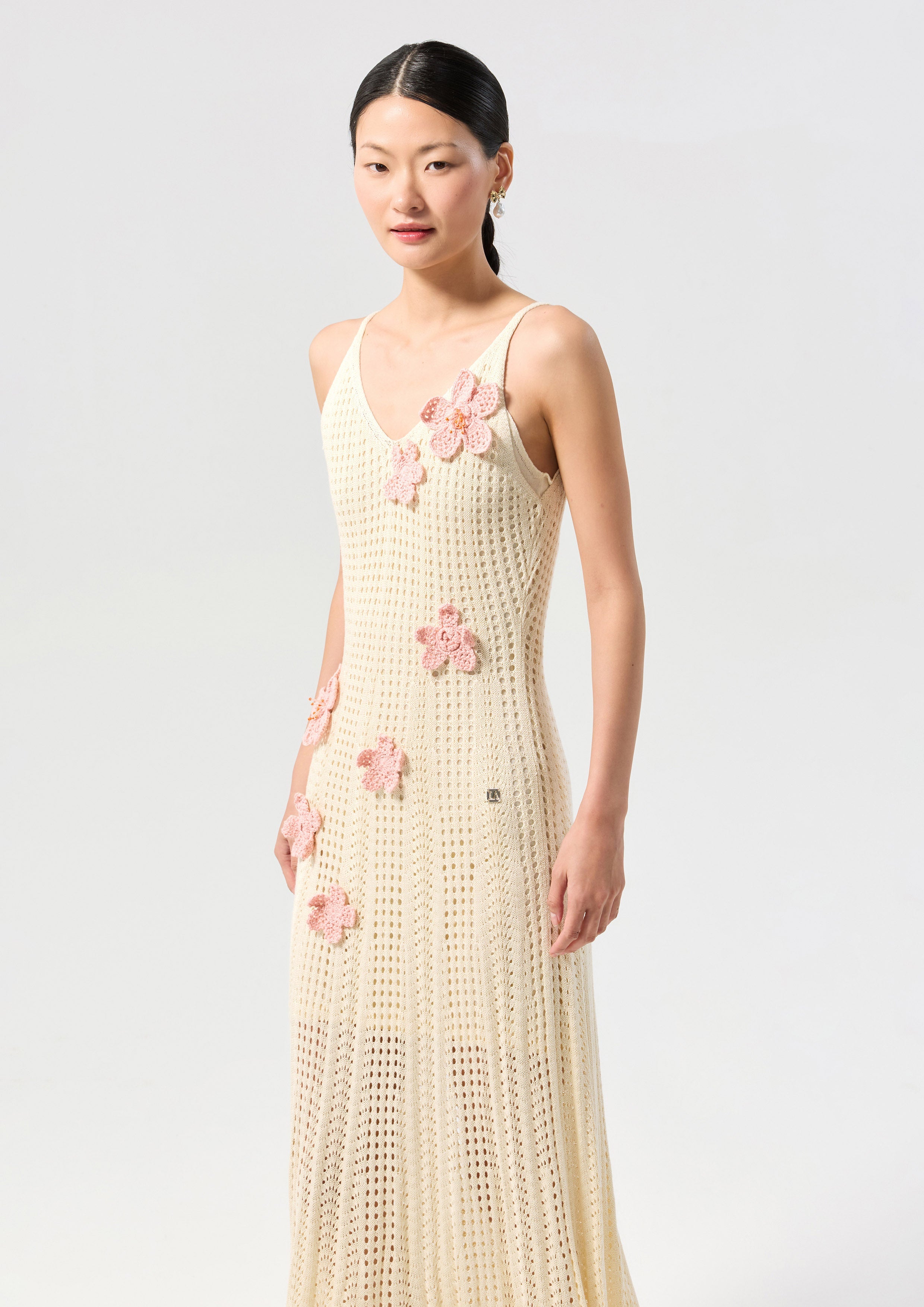 Floral Embellished Crochet Midi Dress Palm Spring