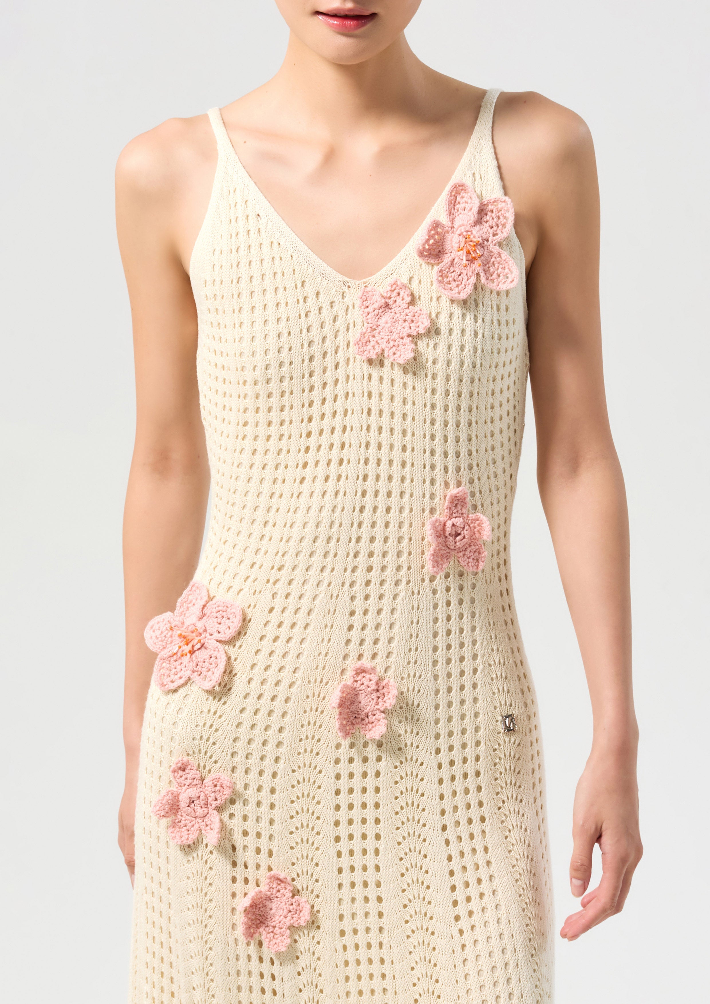 Floral Embellished Crochet Midi Dress Palm Spring