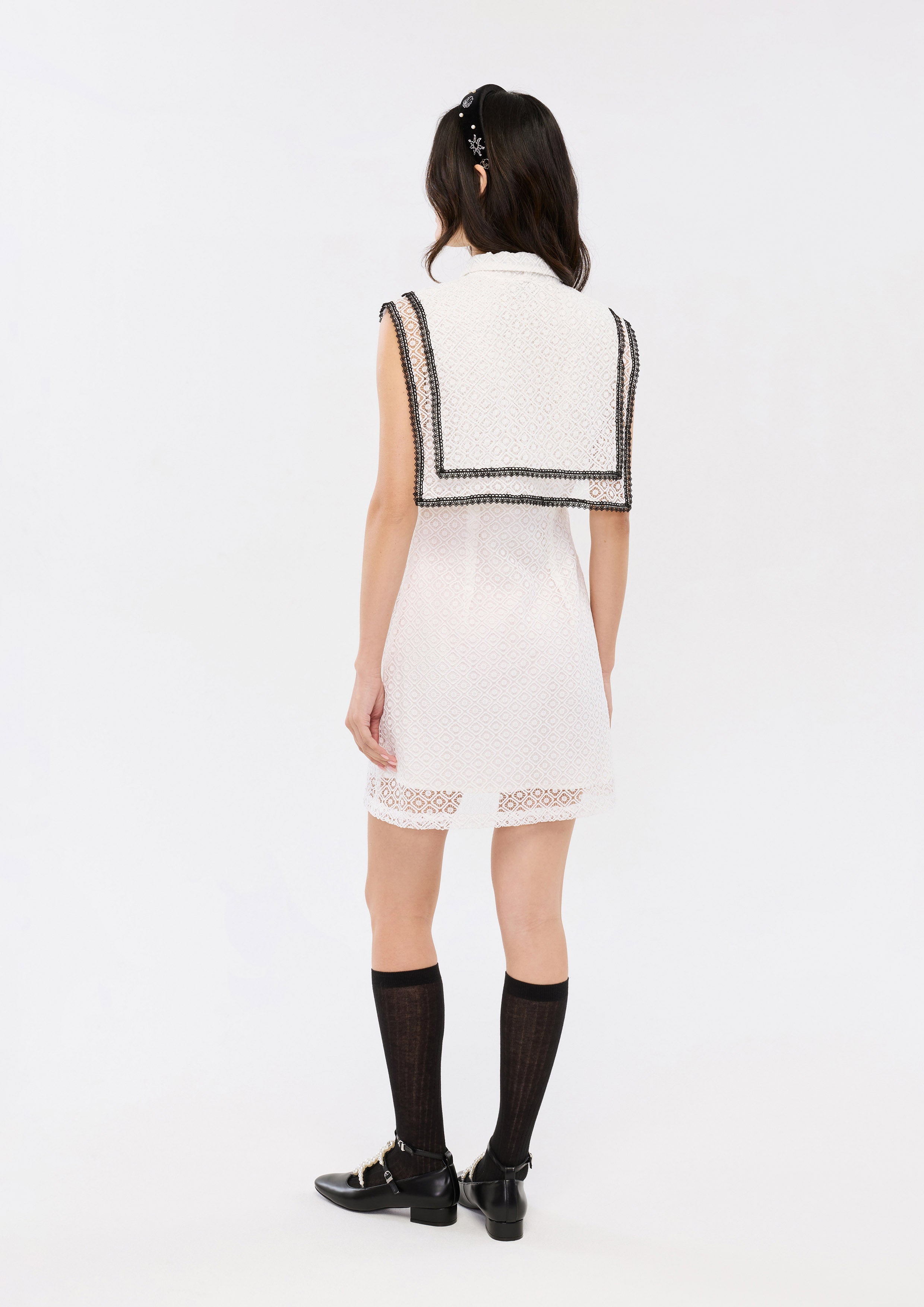 Lace Bow Collar Mini Dress Oasis