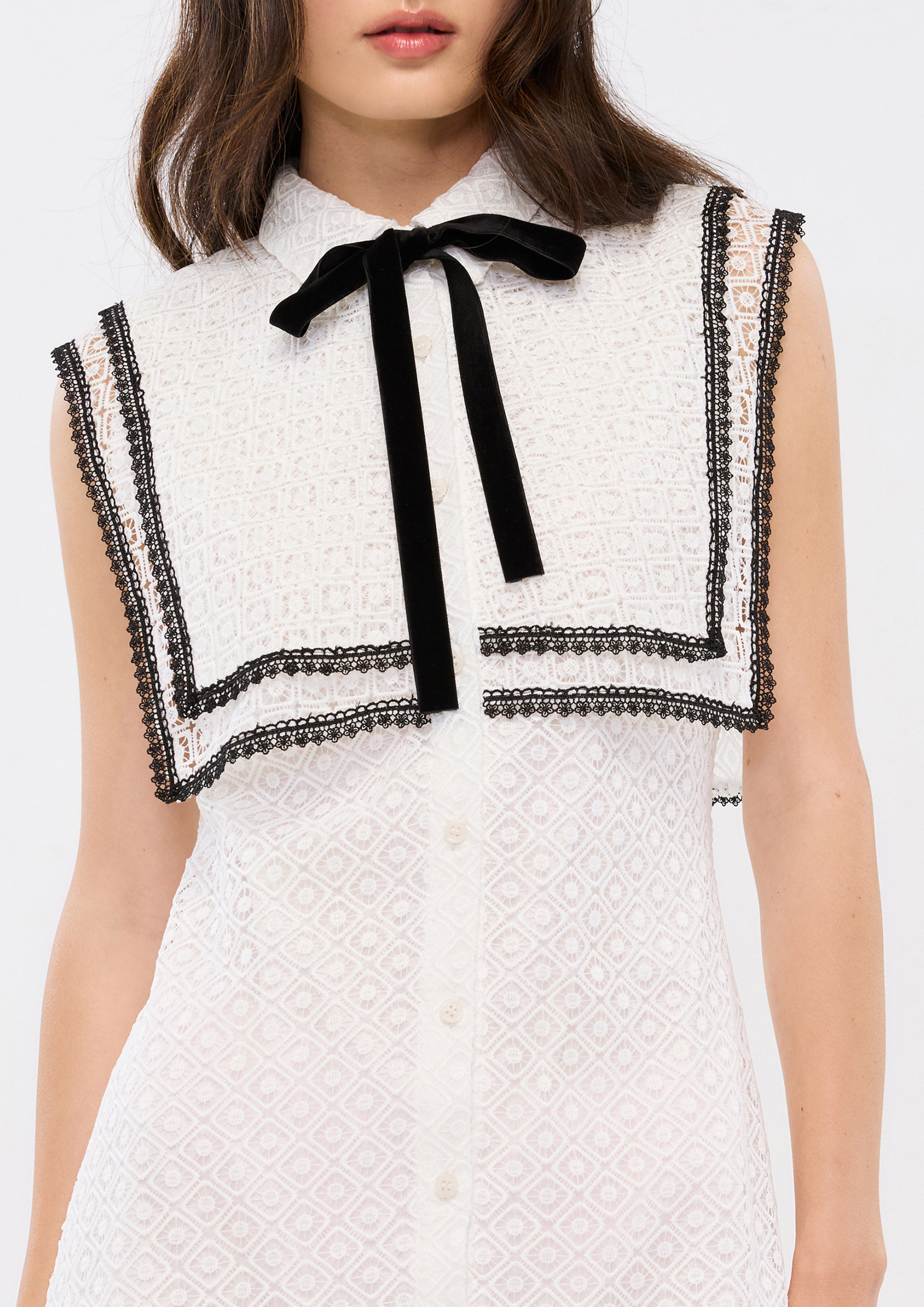 Lace Bow Collar Mini Dress Oasis