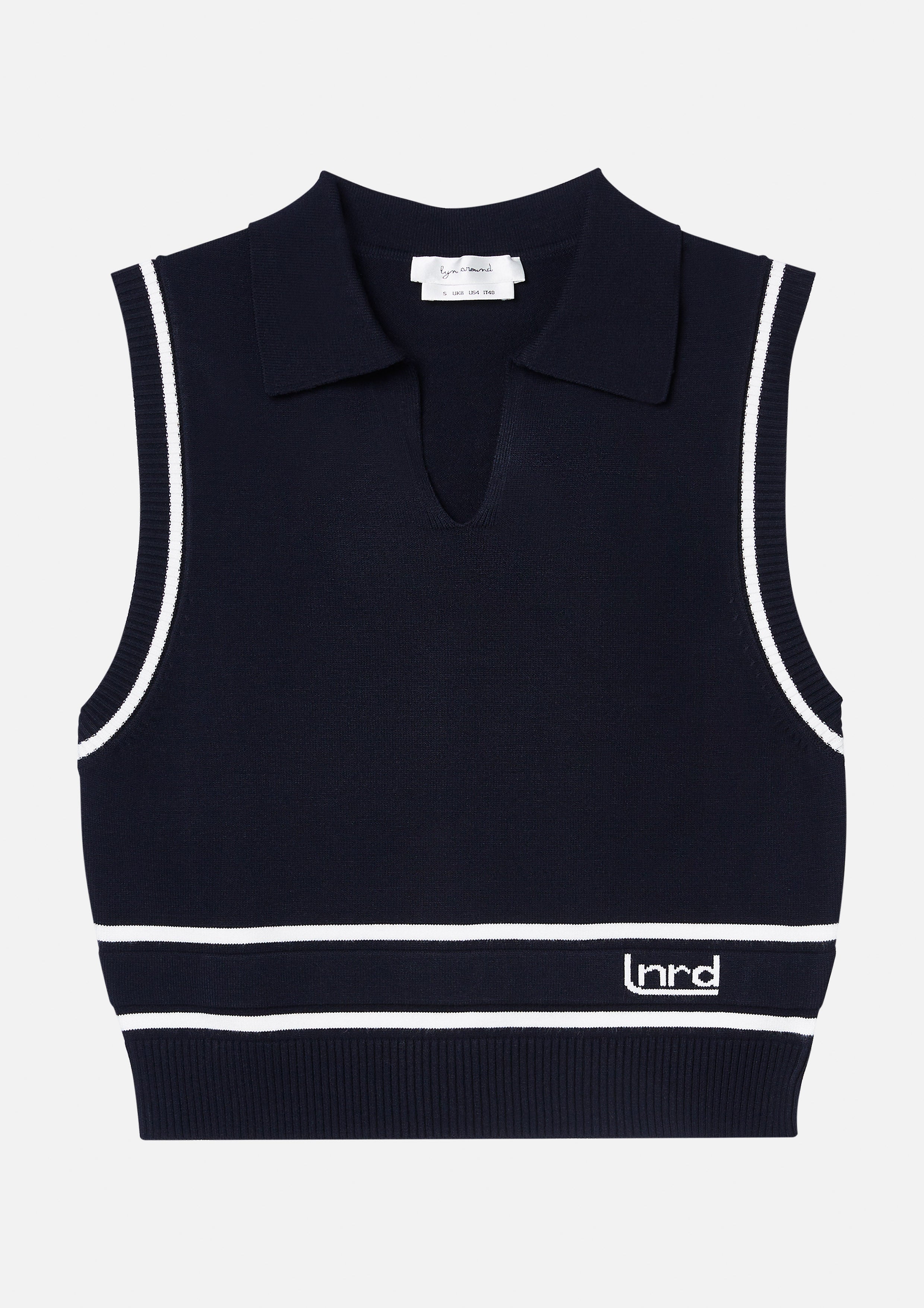 เสื้อนิตครอปแขนกุดปักโลโก้ คอลเลกชัน Califonia Yacht Club