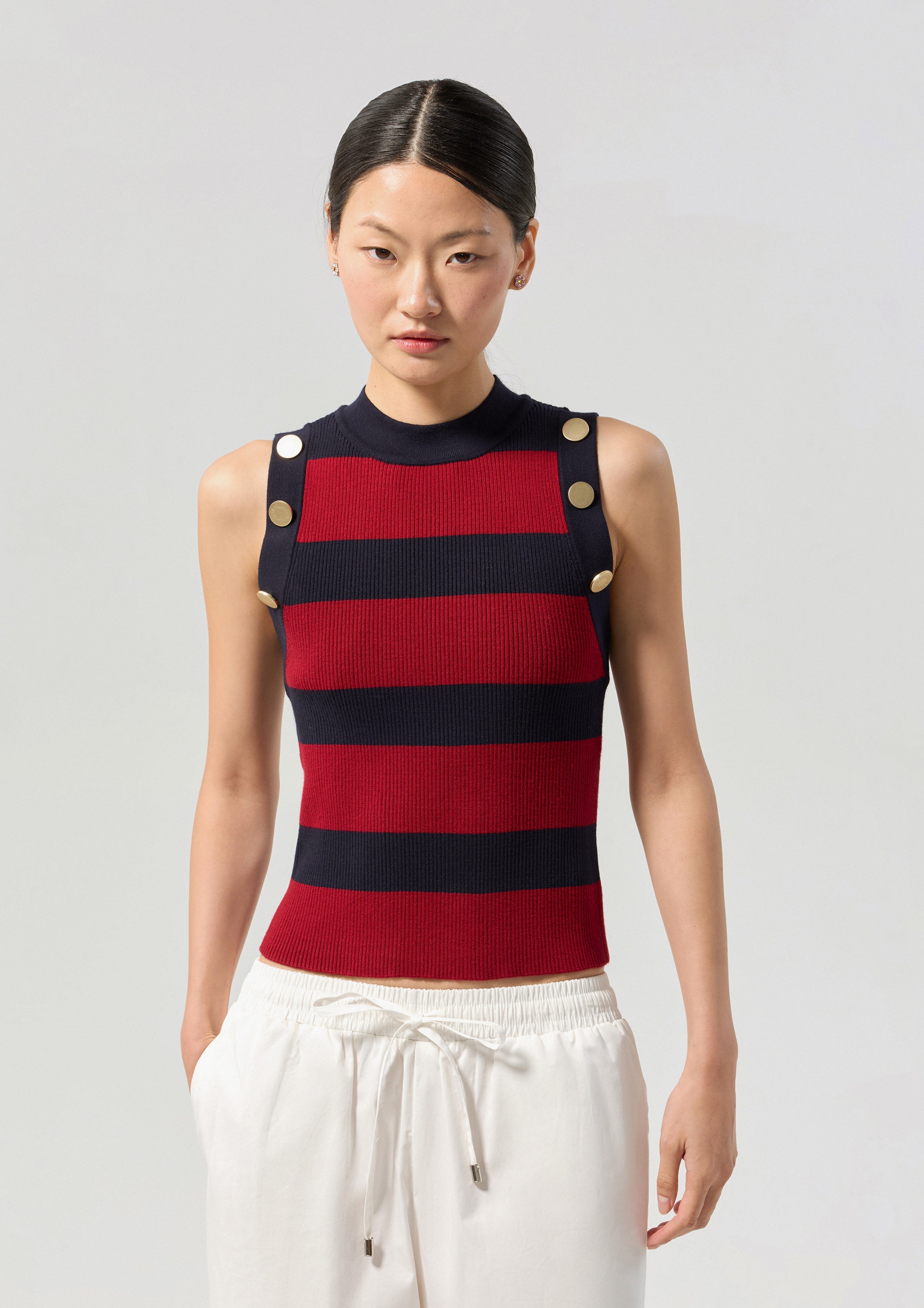 Stripe Sleeveless Knitted Top Califonia Yacht Club
