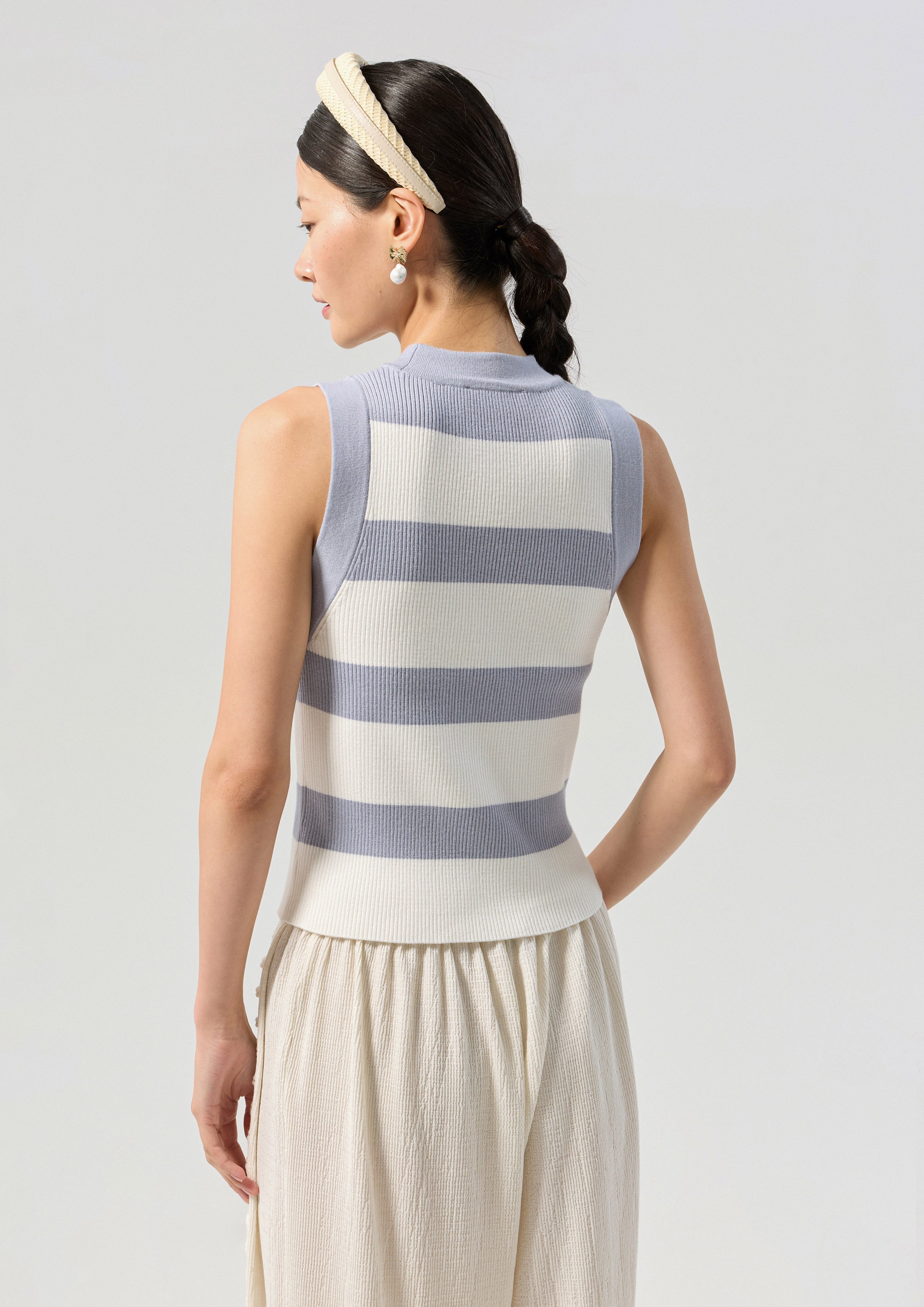 Stripe Sleeveless Knitted Top Califonia Yacht Club