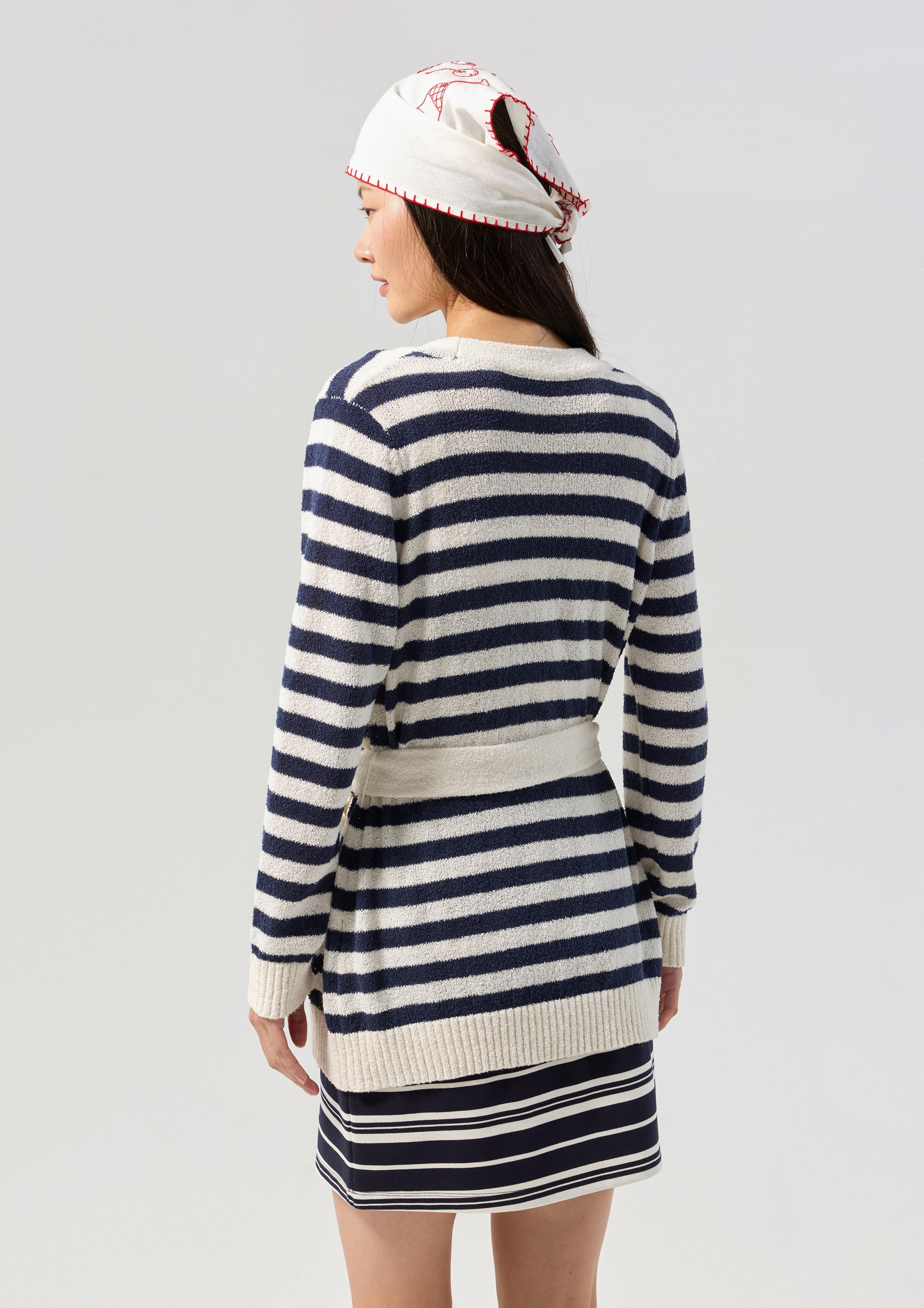 Stripe Knitted Cardigan With Inner Top Califonia Yacht Club