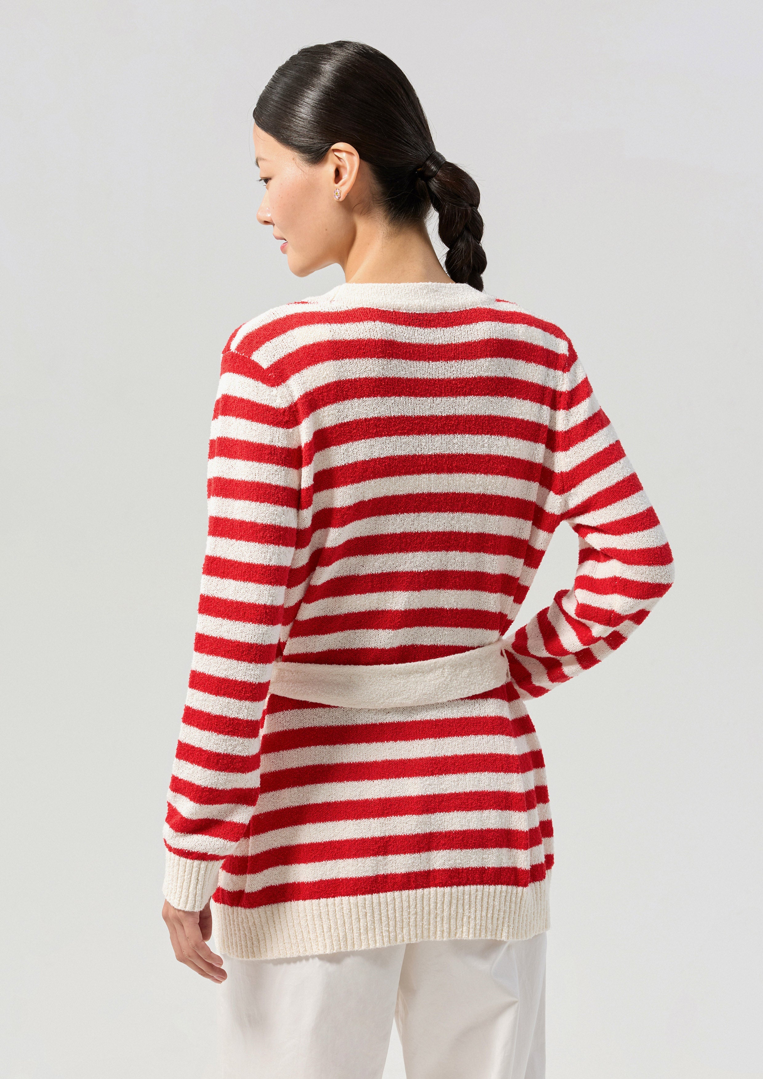 Stripe Knitted Cardigan With Inner Top Califonia Yacht Club
