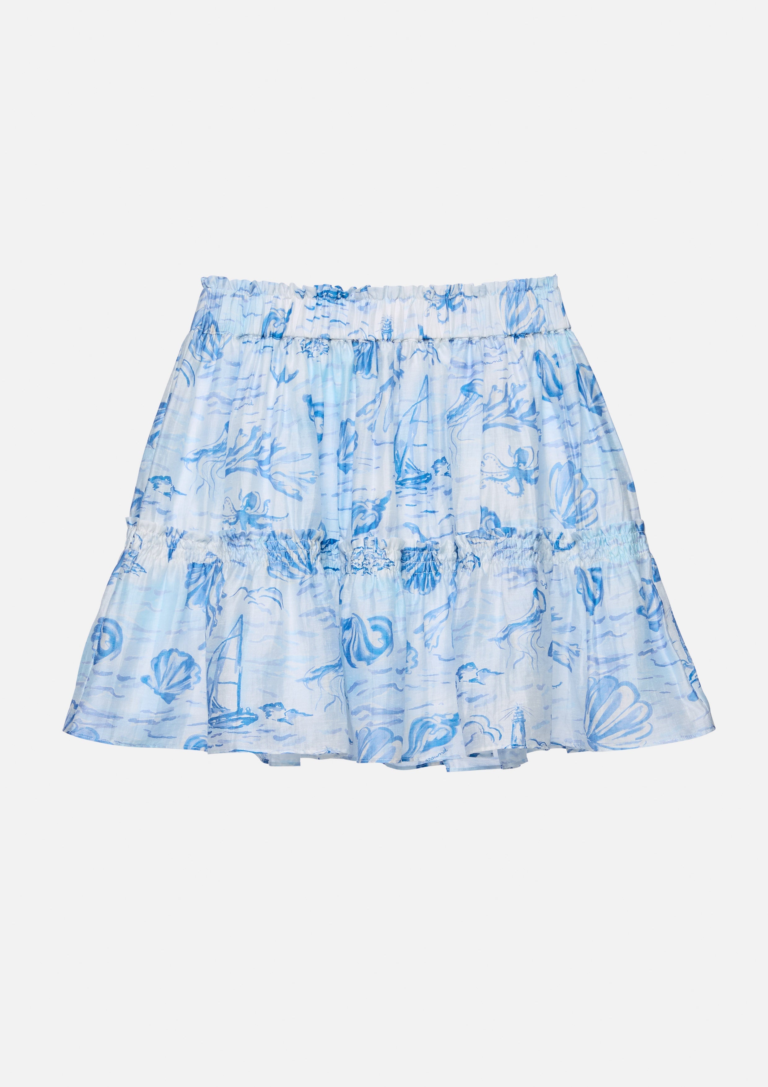 กระโปรงสั้นผ้าเชียร์พิมพ์ลาย คอลเลกชัน Califonia Yacht Club