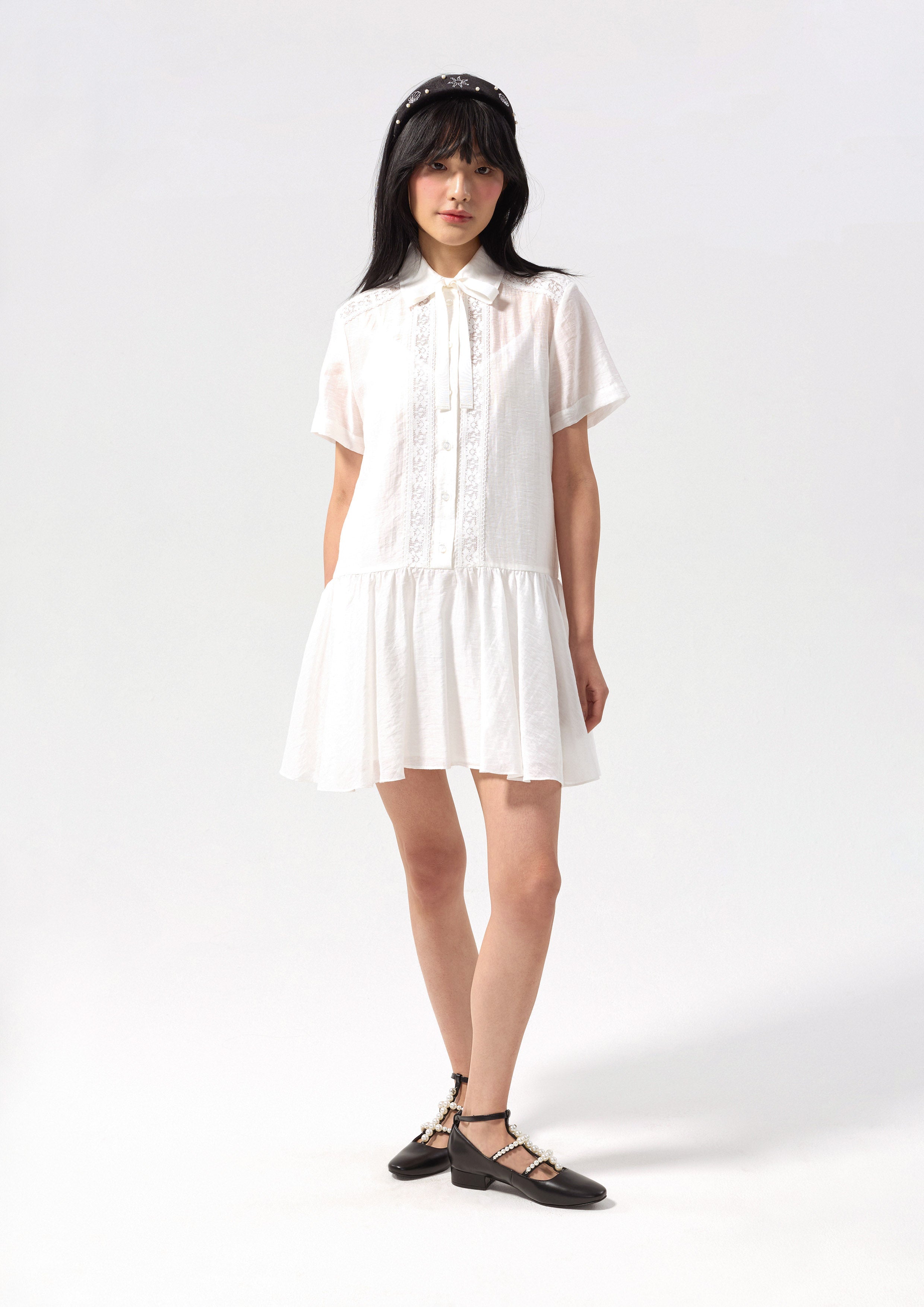 Lace Short Sleeve Mini Dress California Yacht Club