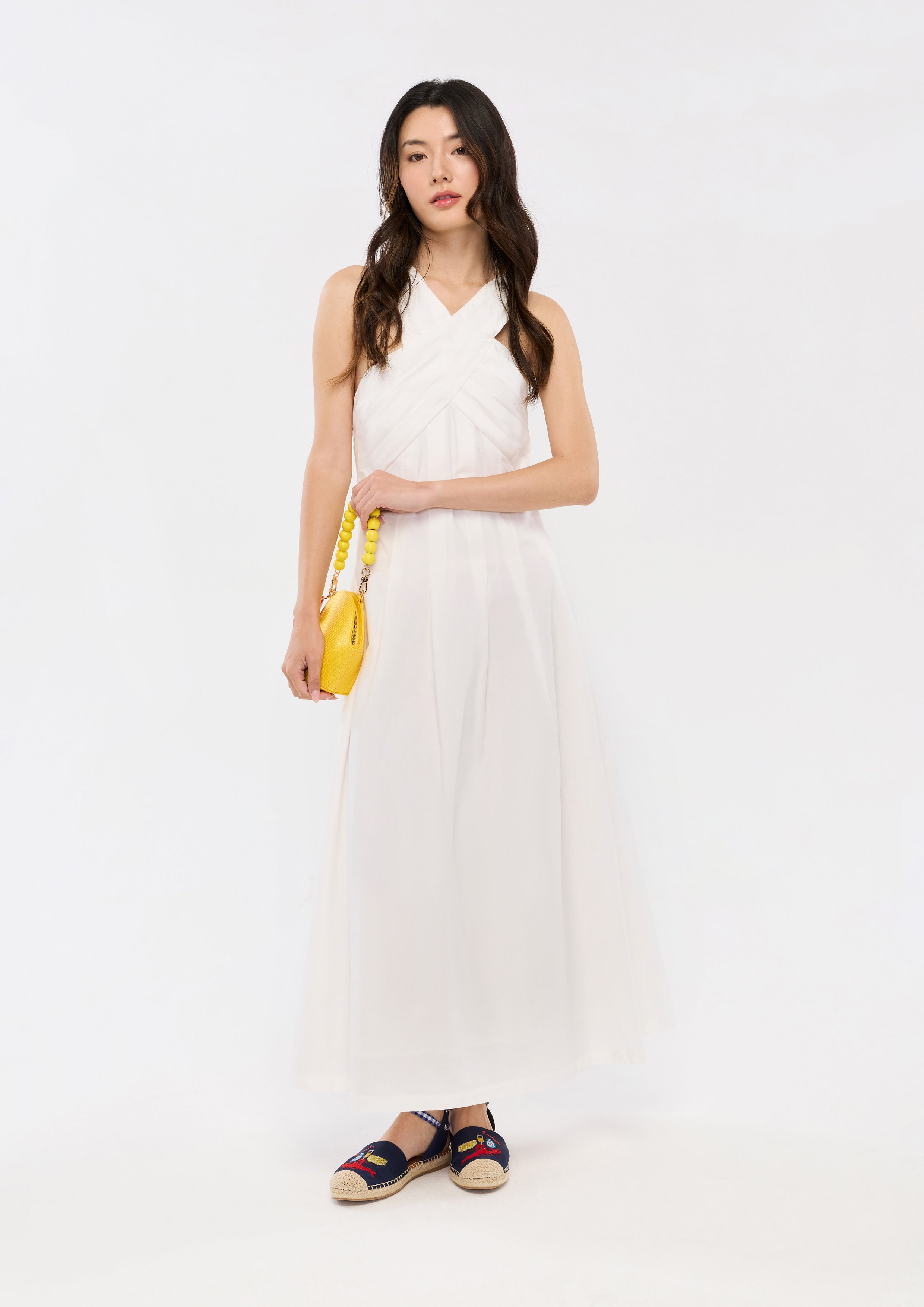 Crossed Strap Halter Midi Dress California Yacht Club