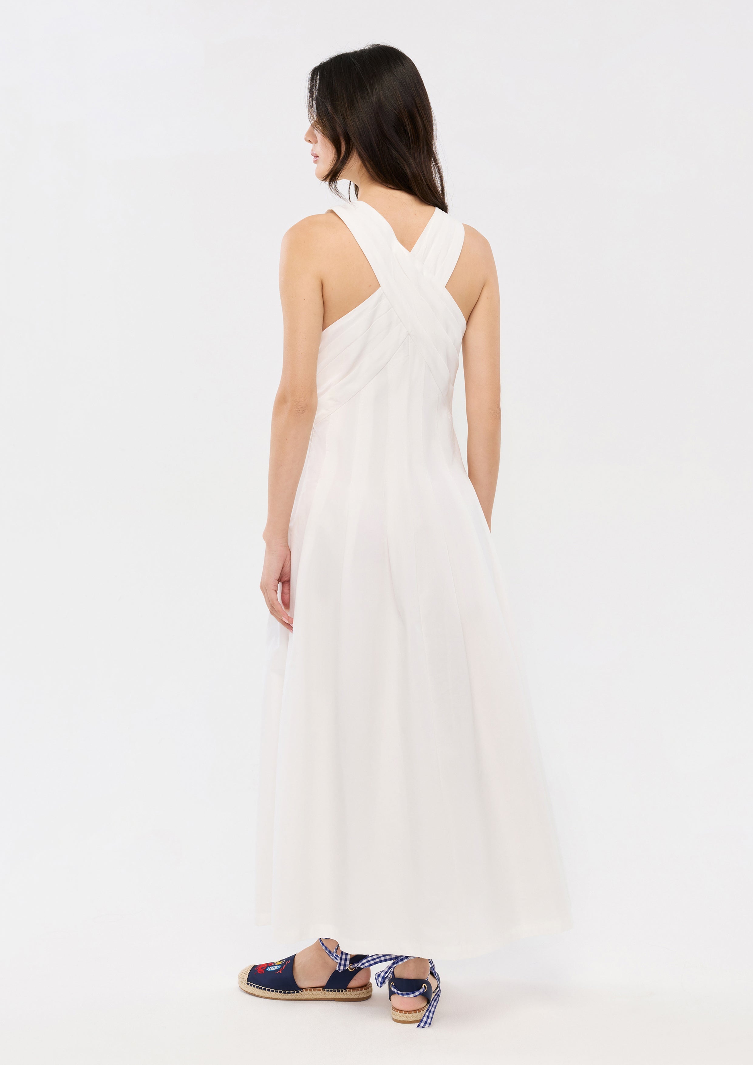 Crossed Strap Halter Midi Dress California Yacht Club