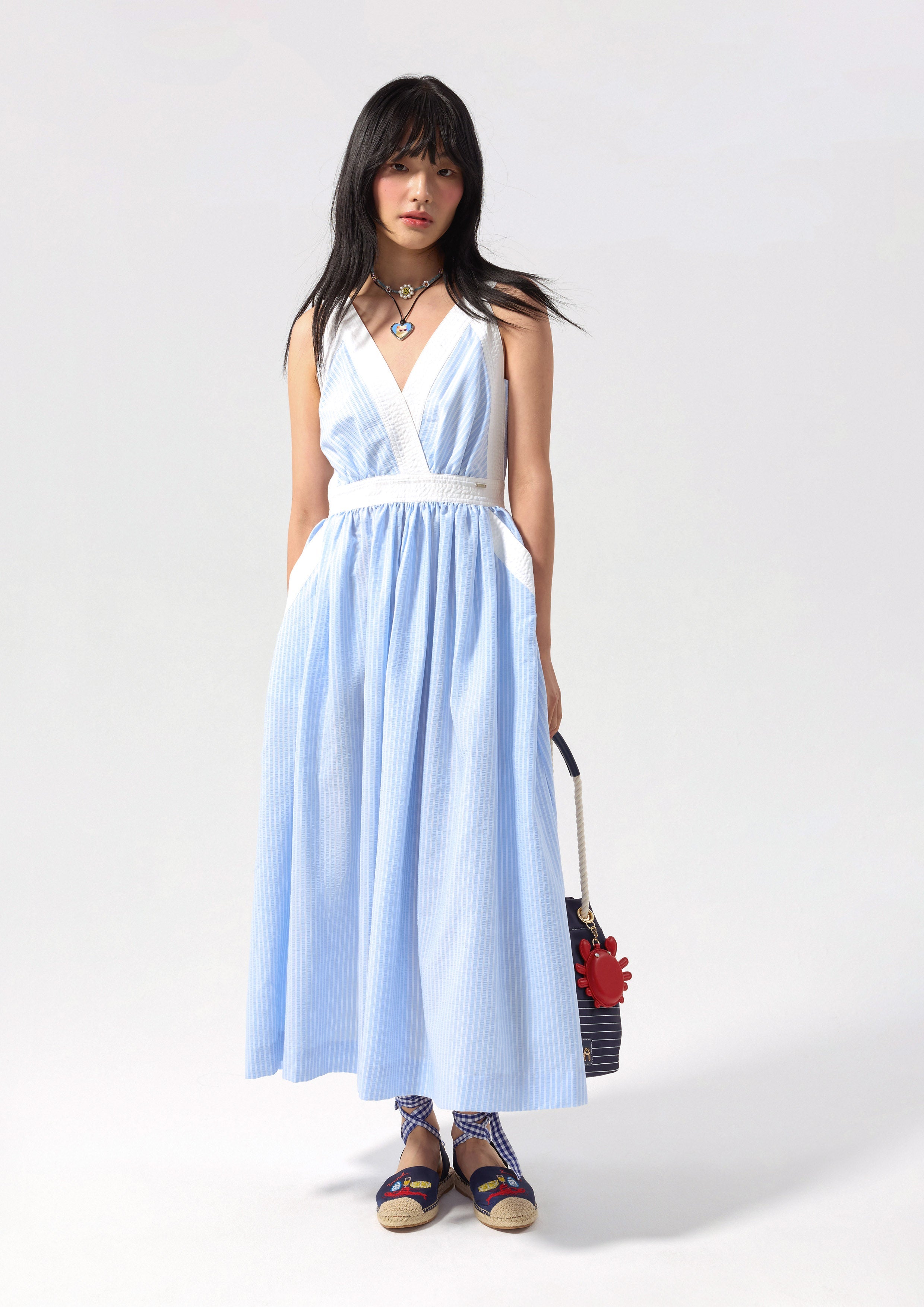 Stripe Flare Skirt Midi Dress California Yacht Club