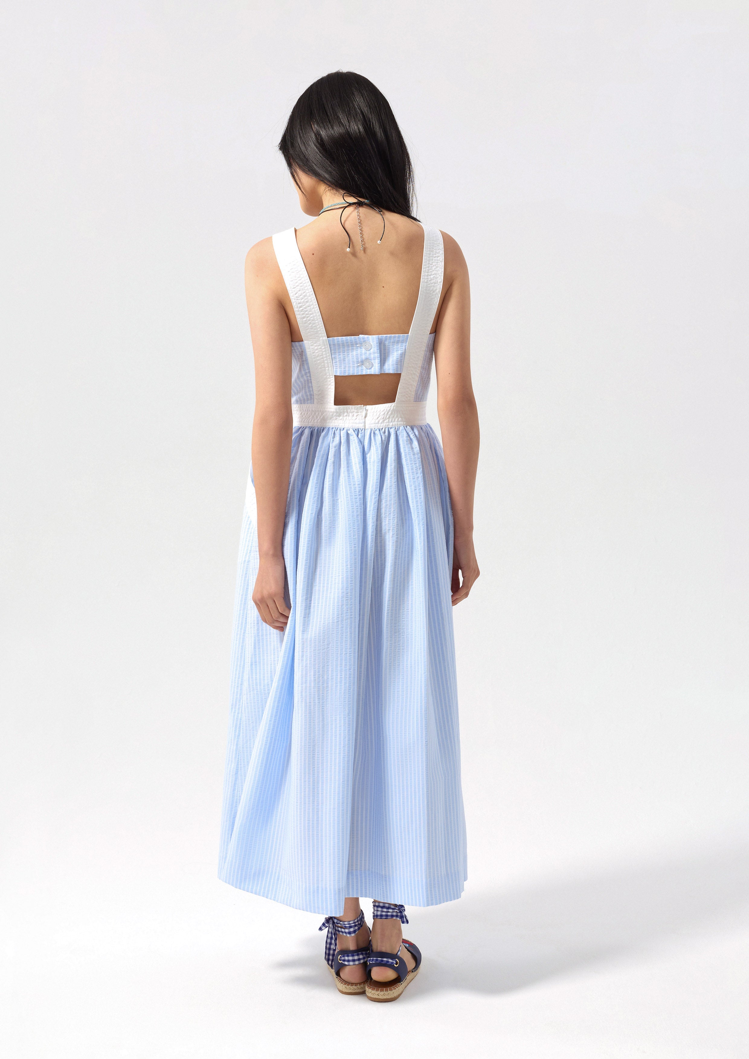 Stripe Flare Skirt Midi Dress California Yacht Club