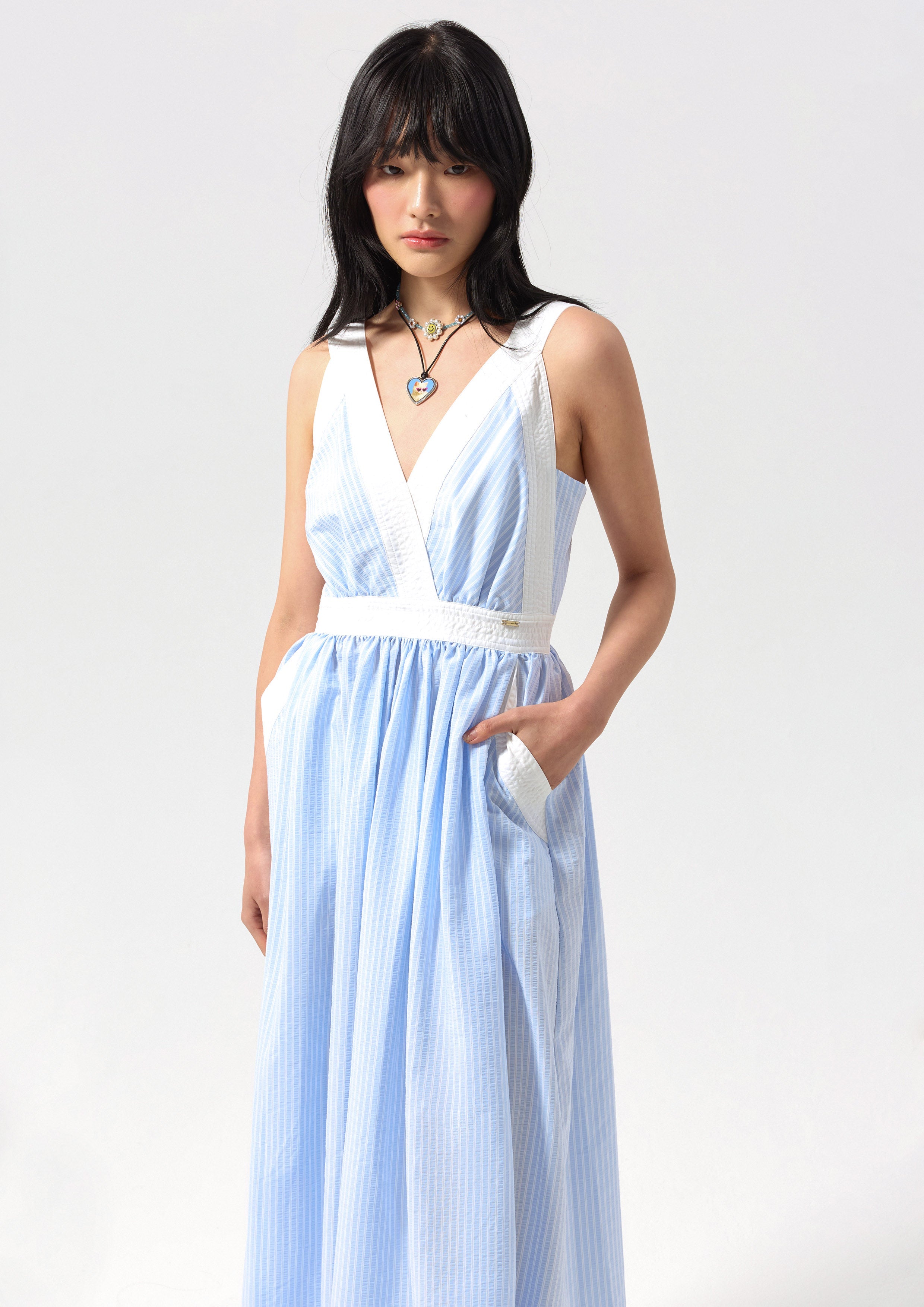 Stripe Flare Skirt Midi Dress California Yacht Club