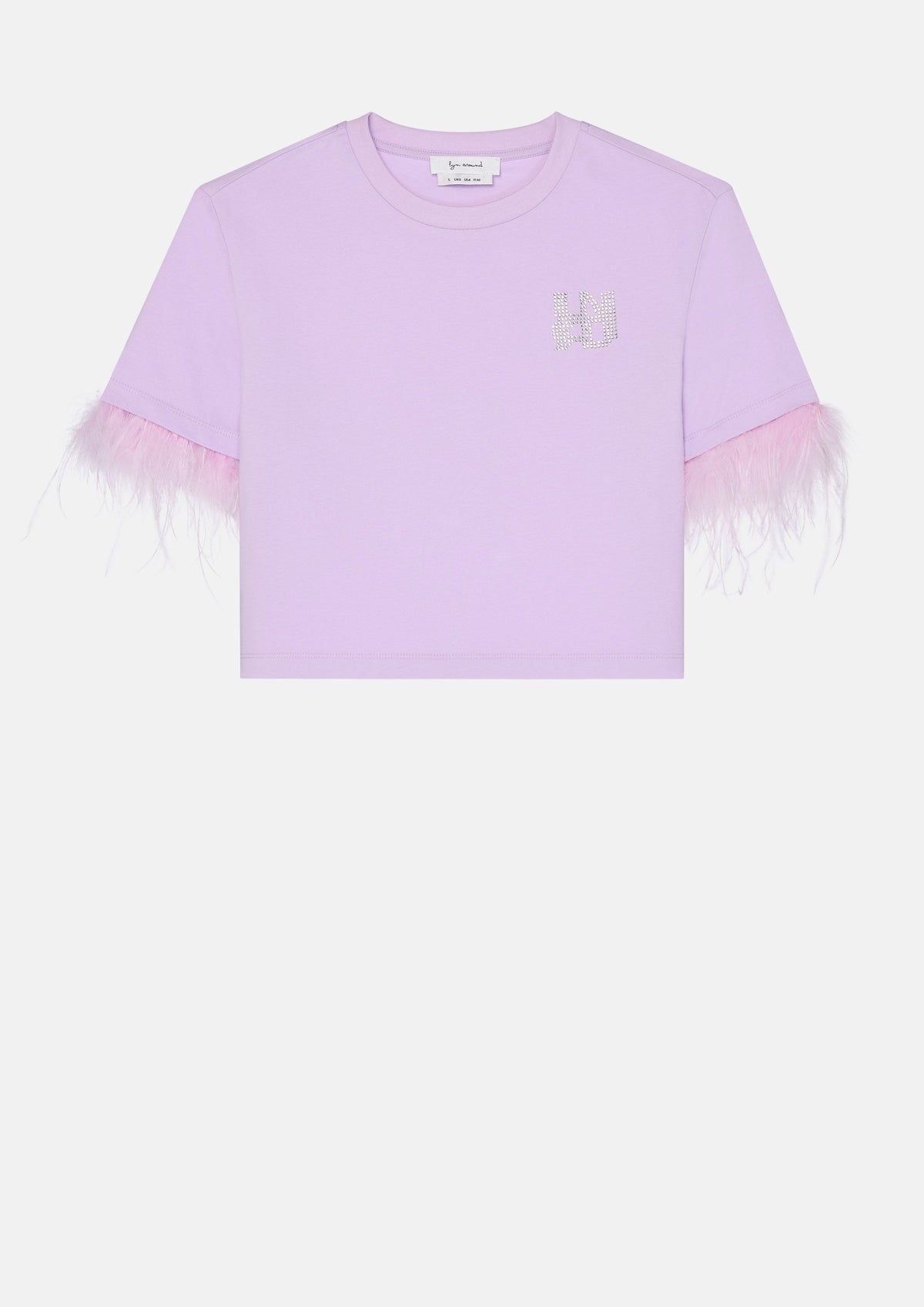 เสื้อยืดทรงครอปแขนสั้นแต่งพู่ขนนก คอลเลกชัน In Dream's Orbit