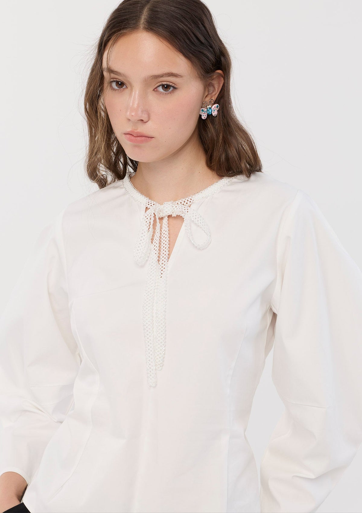 Tie Neckline Long Sleeve Top Cosmic Remedy