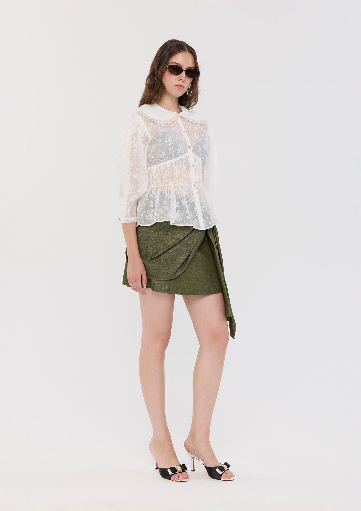 Lace Tiered Hem Long Sleeve Blouse Sacred Botanica