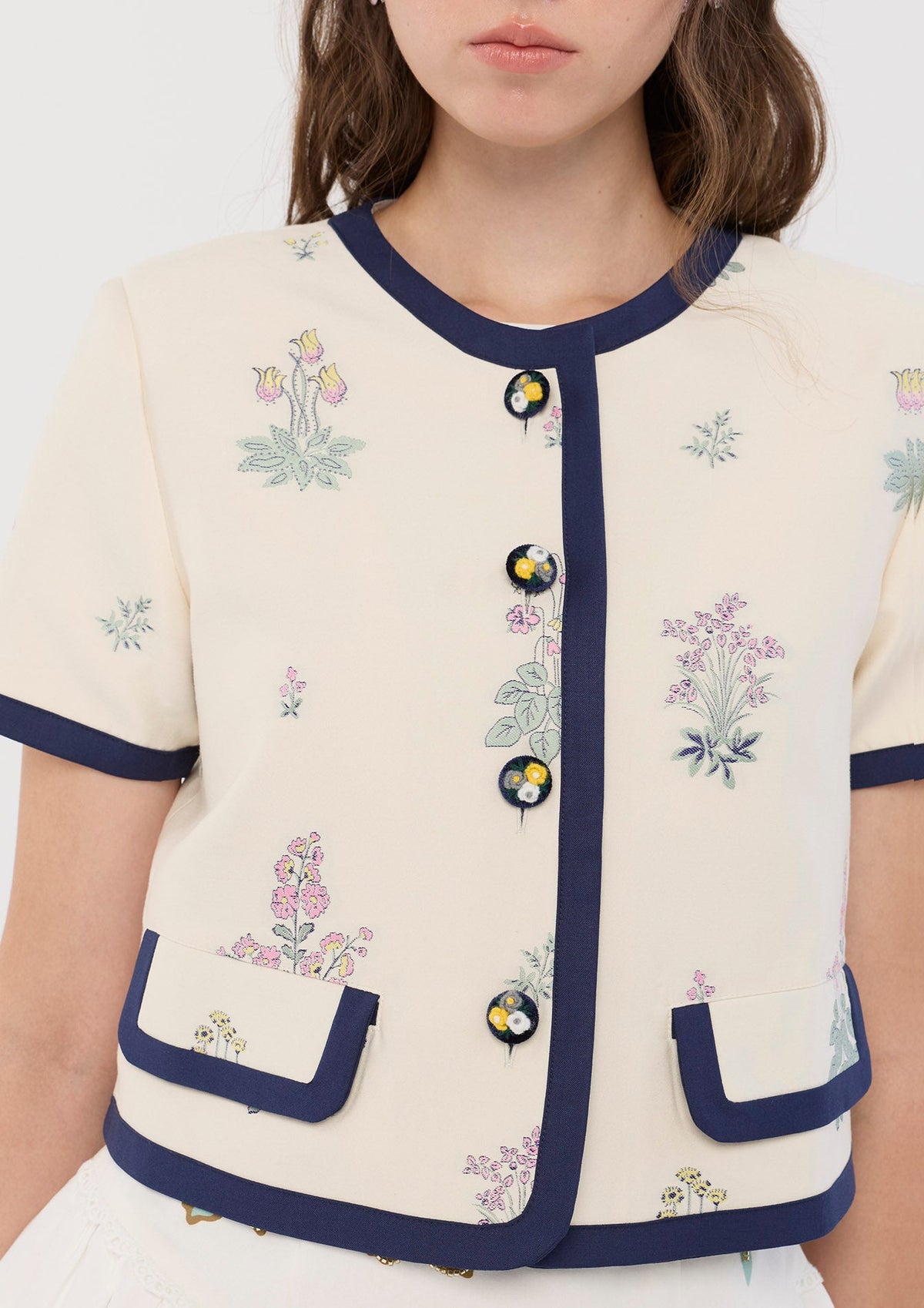 Floral Embroidered Short Sleeve Top Sacred Botanica