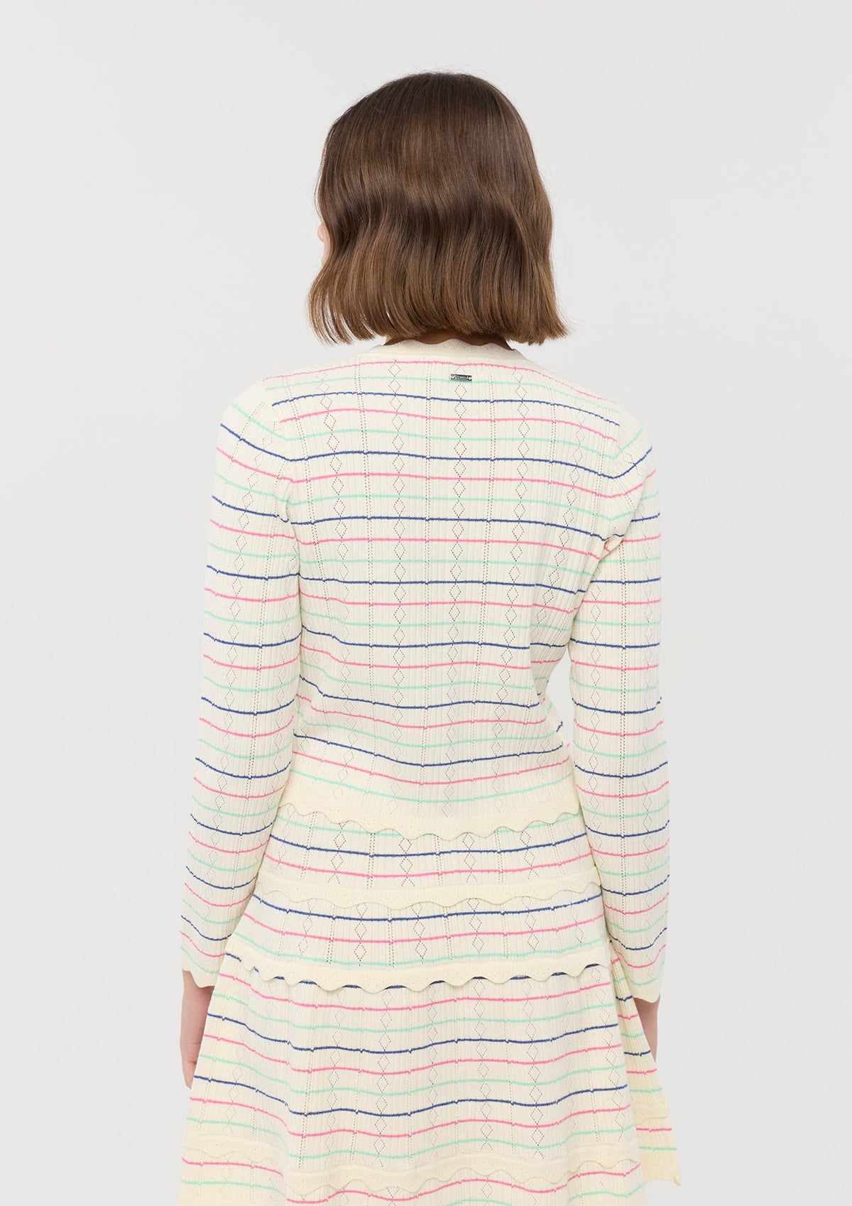 Stripe Scallop Knitted Cardigan Sacred Botonica