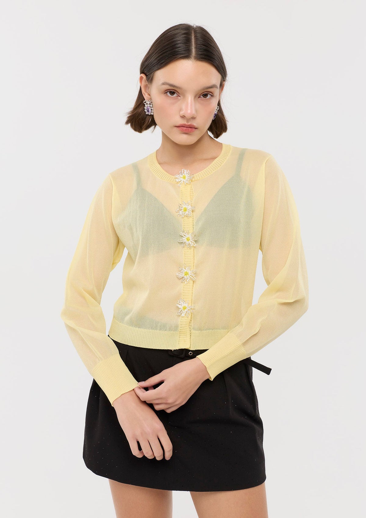 เสื้อคาร์ดิแกนผ้าเชียร์แขนยาว คอลเลกชัน Sacred Botanica