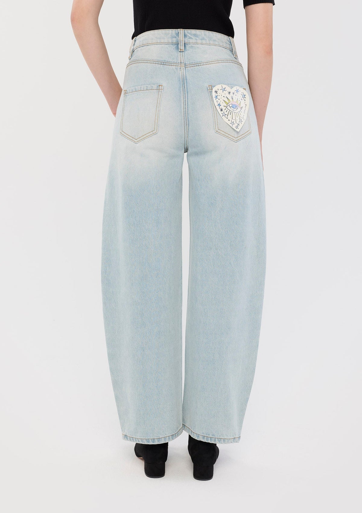 Star Zodiac Wide Leg Denim Pants