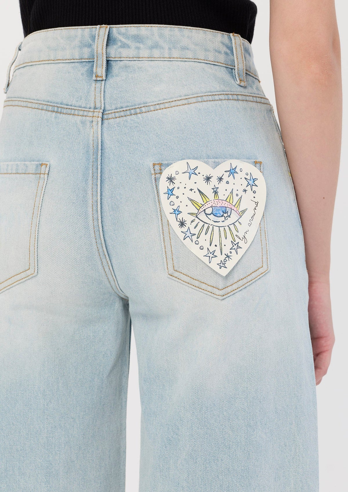 Star Zodiac Wide Leg Denim Pants