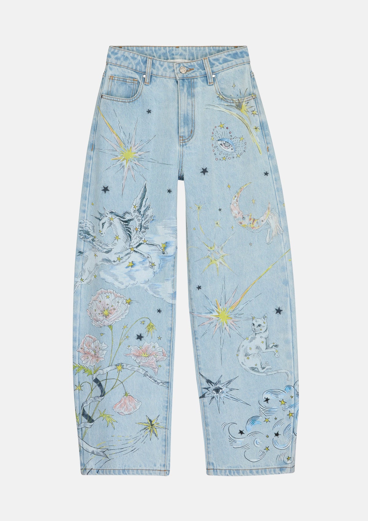 Star Zodiac Wide Leg Denim Pants