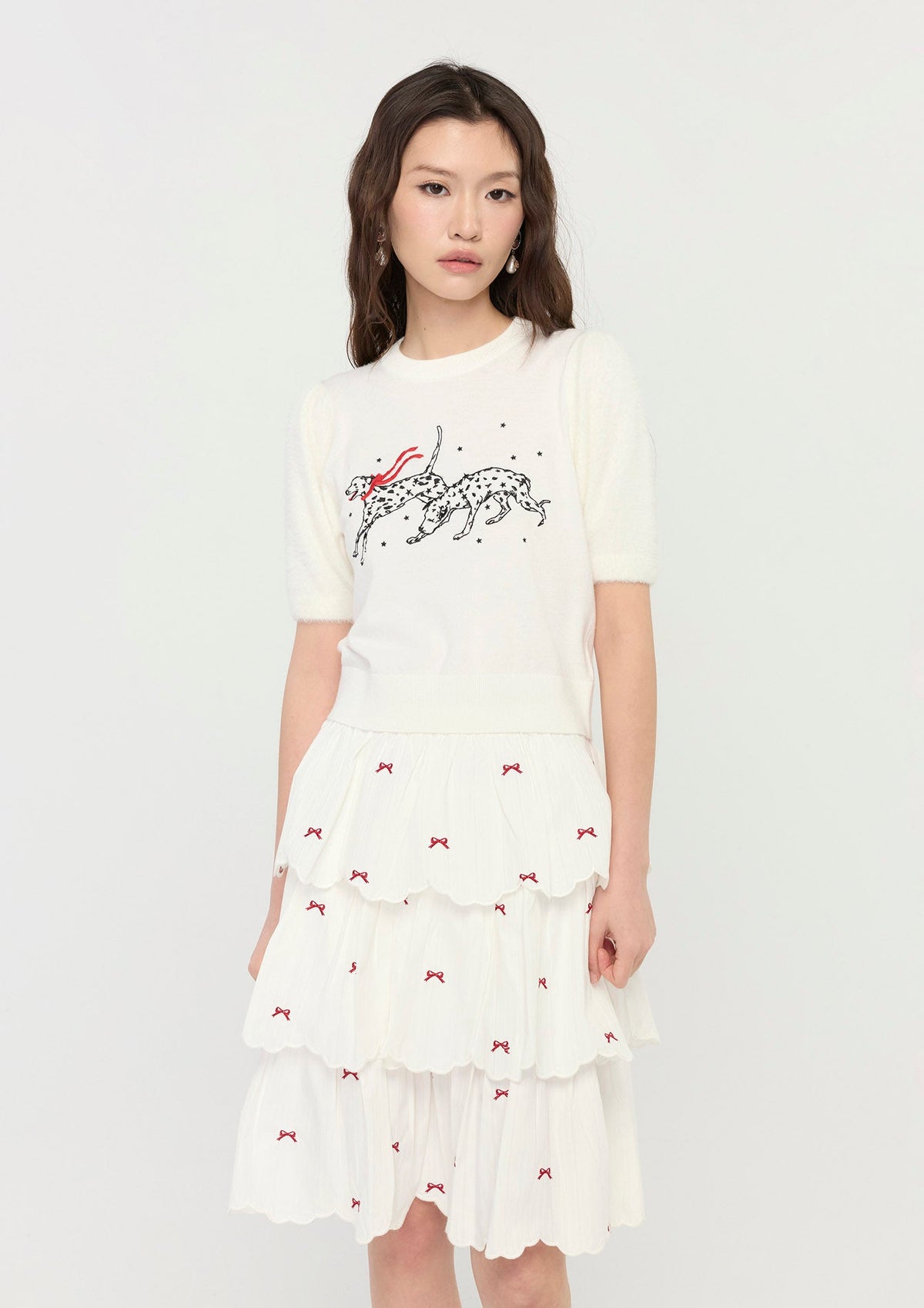 เสื้อแขนสั้นลายกราฟิกสุนัข คอลเลกชัน Holiday Sweetheart
