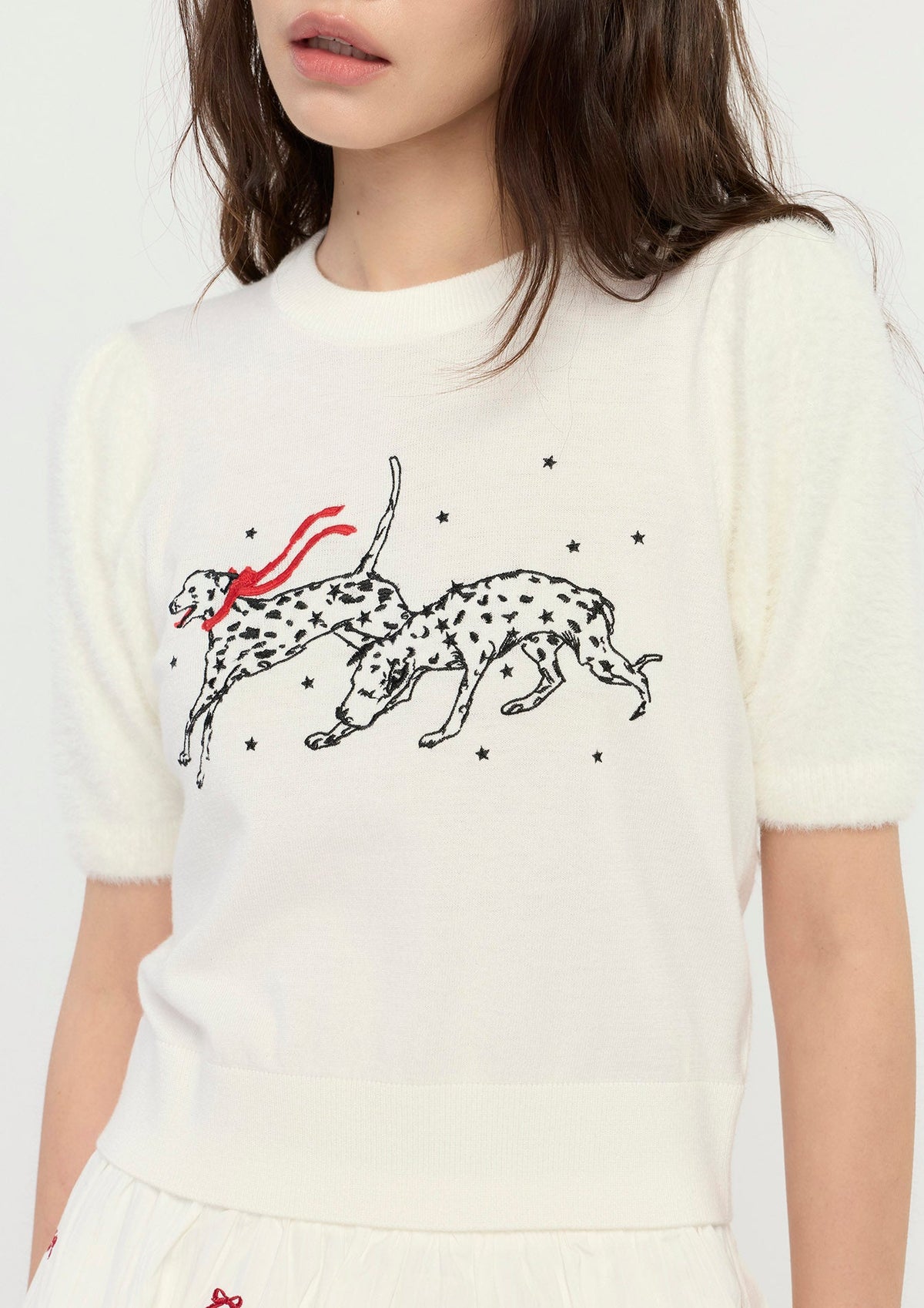 เสื้อแขนสั้นลายกราฟิกสุนัข คอลเลกชัน Holiday Sweetheart