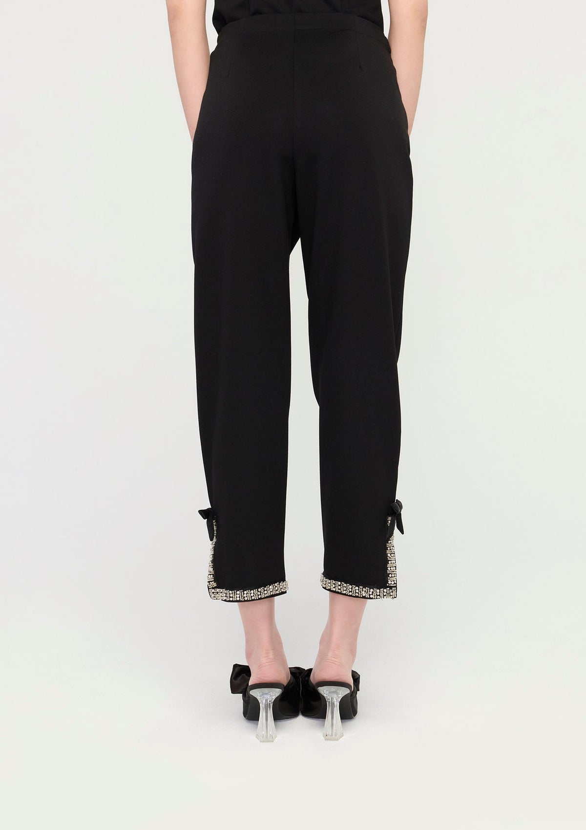 Bow-Cuff Cropped Tailored Pants GLITZ N GROOVE
