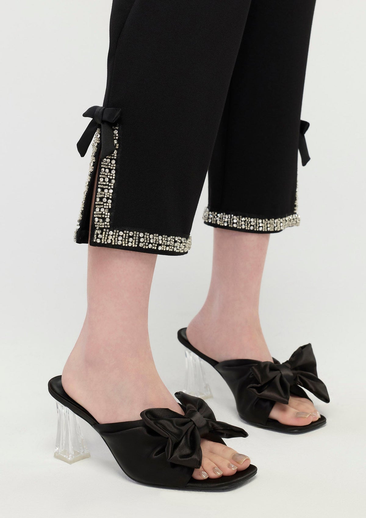 Bow-Cuff Cropped Tailored Pants GLITZ N GROOVE