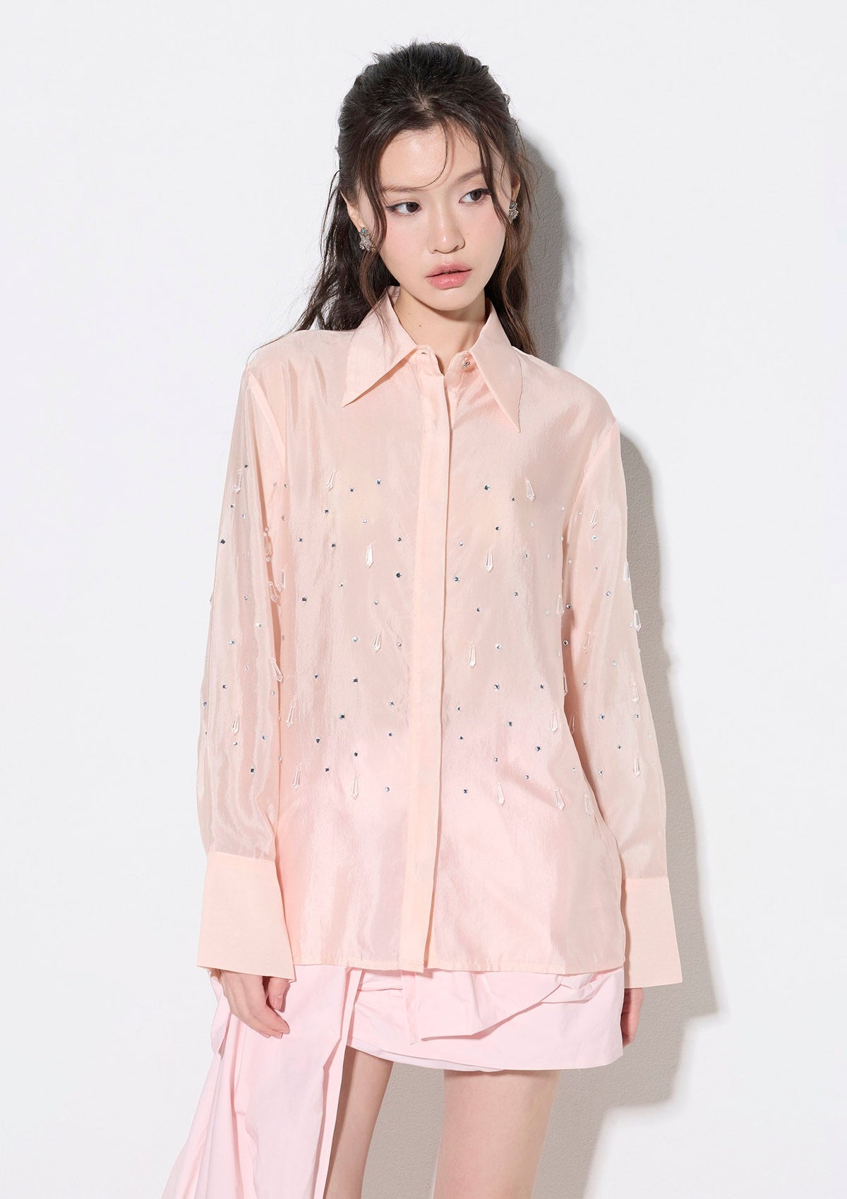 เสื้อเบลาส์โปร่งแขนยาวแต่งประกาย คอลเลกชัน After Hour