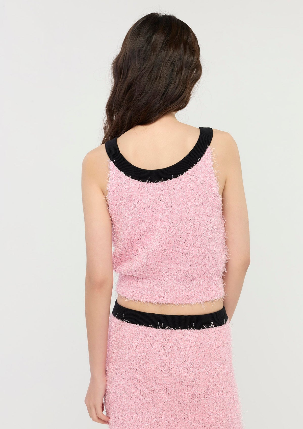 Contrast-Bow Sleeveless Textured Top GLITZ N GROOVE