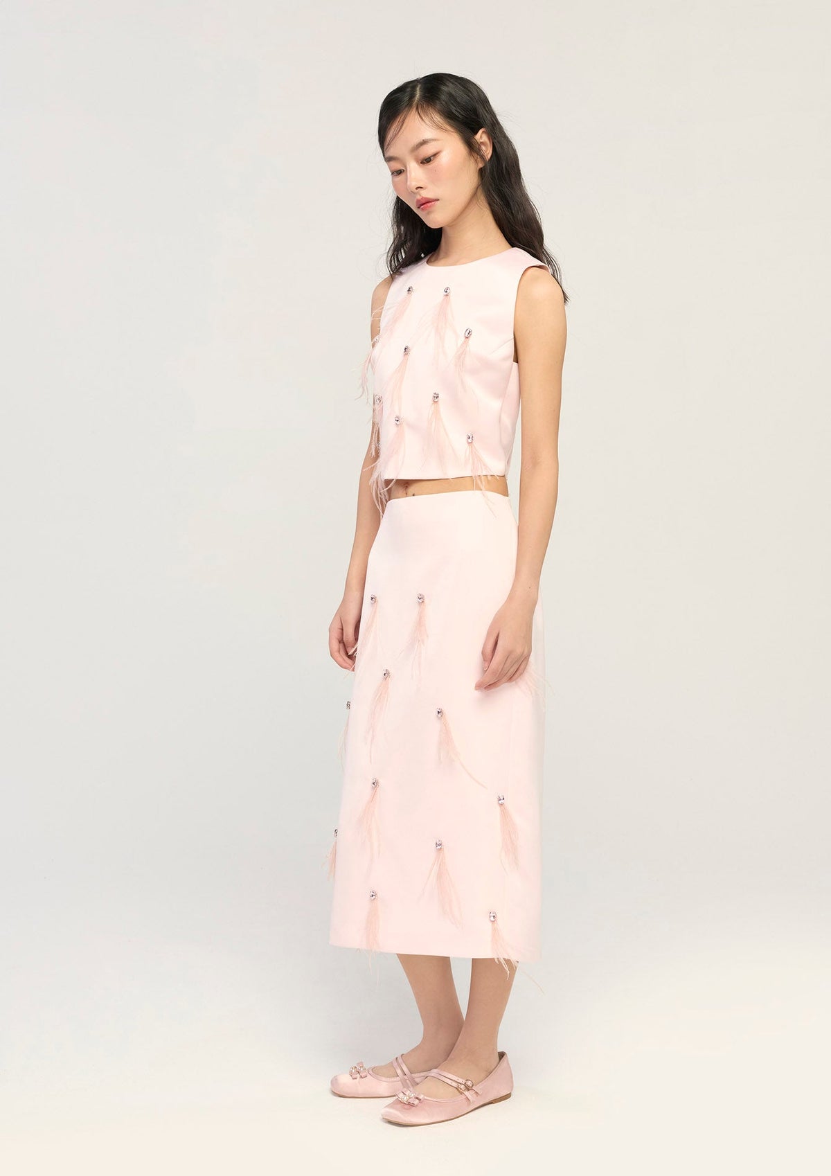 Tassel-Detail Straight Midi Skirt After Hour