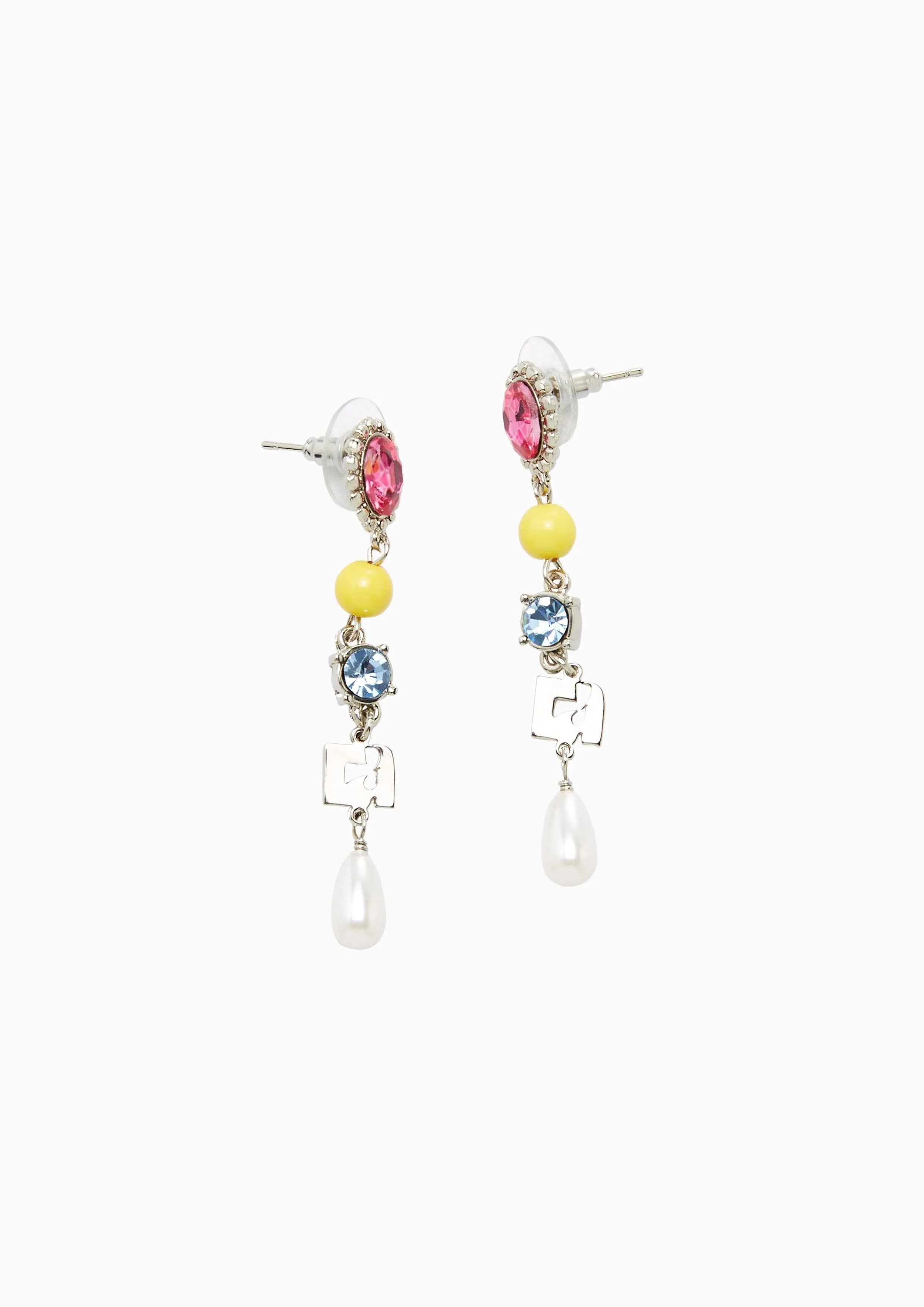 Strand Teardrop Colorful Jewelry Earrings Silver