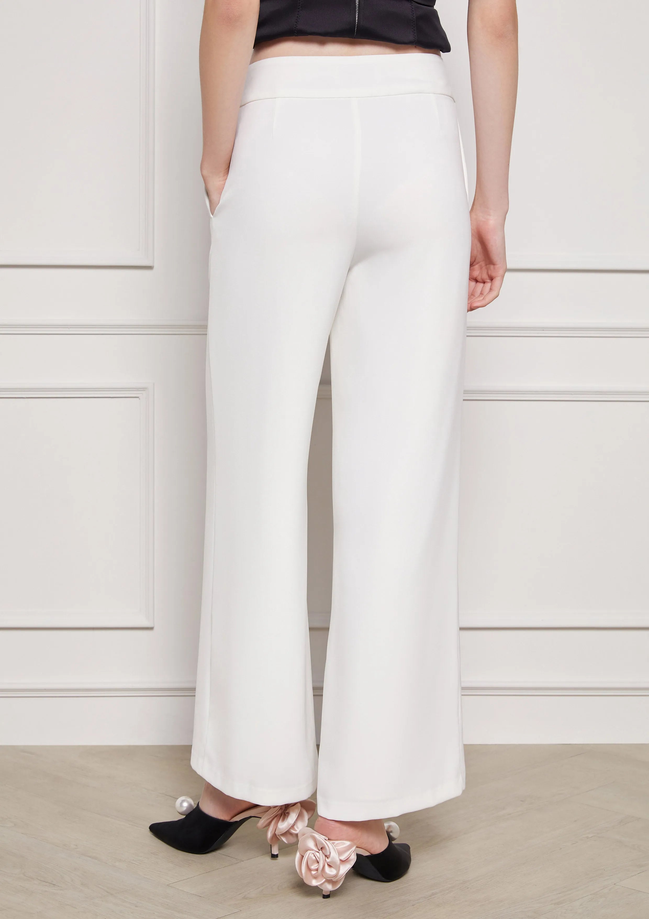 Metallic Rings Eyelet Wide-Leg Trousers Retro Rewind Collection